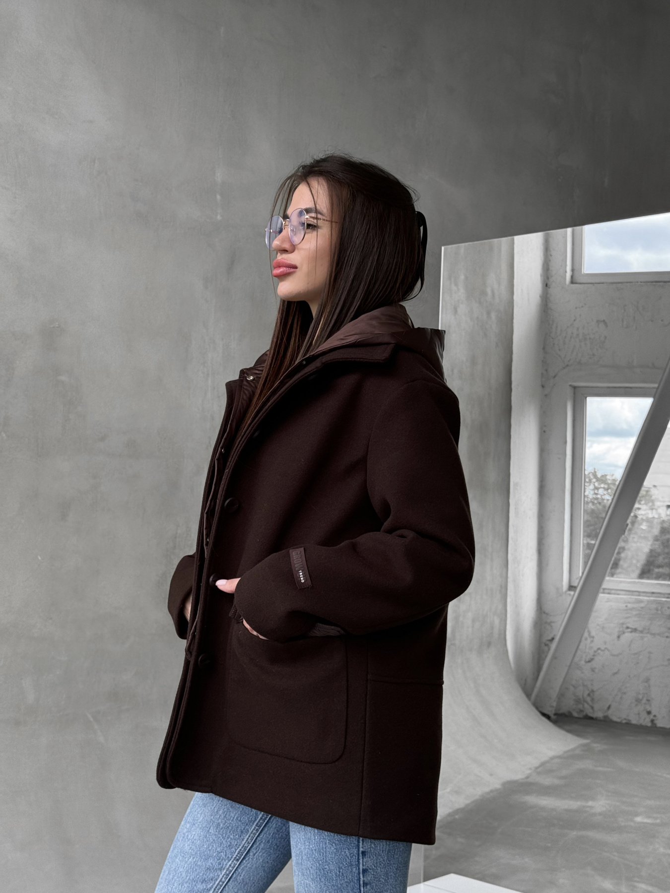 Пальто с утеплителем D&V couture модель DV-007-BRN Фото