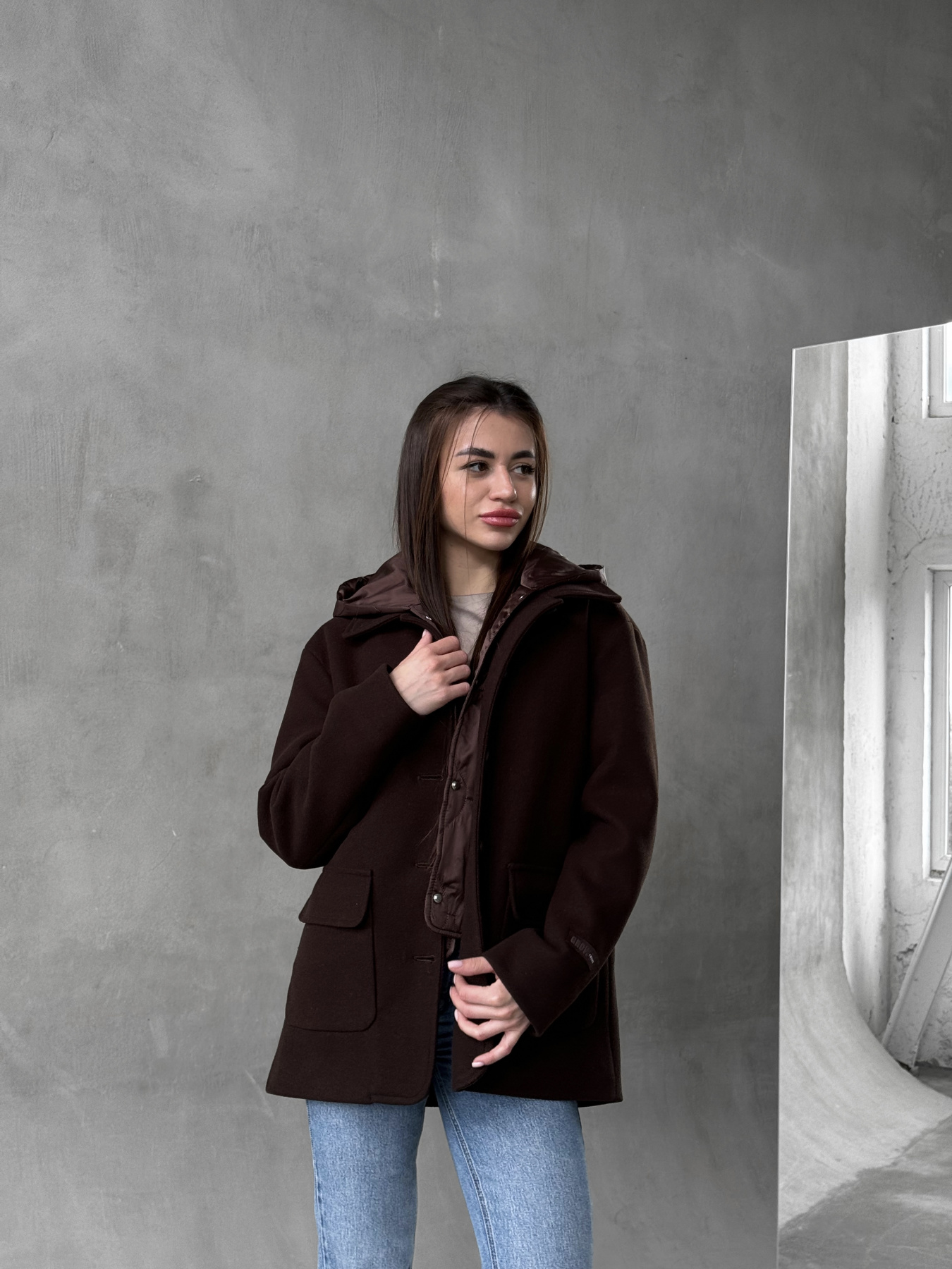 Пальто с утеплителем D&V couture модель DV-007-BRN Фото