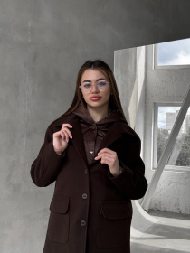 Пальто с утеплителем D&V couture модель DV-007-BRN Пальто с утеплителем D&V couture модель DV-007-BRN Фото