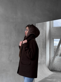 Пальто с утеплителем D&V couture модель DV-007-BRN Пальто с утеплителем D&V couture модель DV-007-BRN Фото