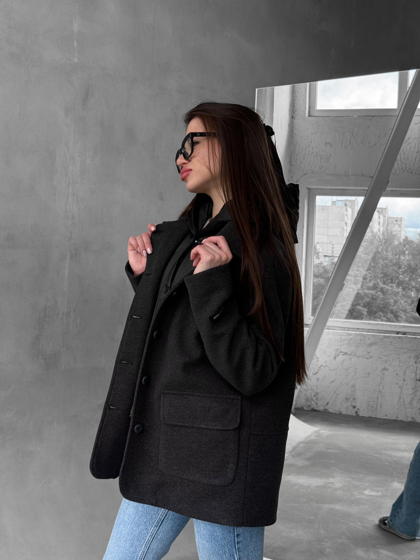 Пальто з утеплювачем D&V couture модель DV-007-BLC Фото