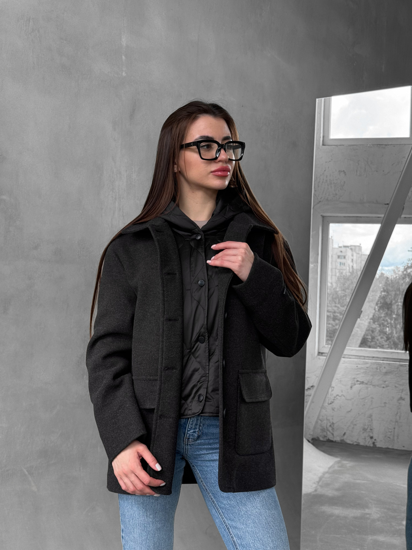 Пальто з утеплювачем D&V couture модель DV-007-BLC Фото