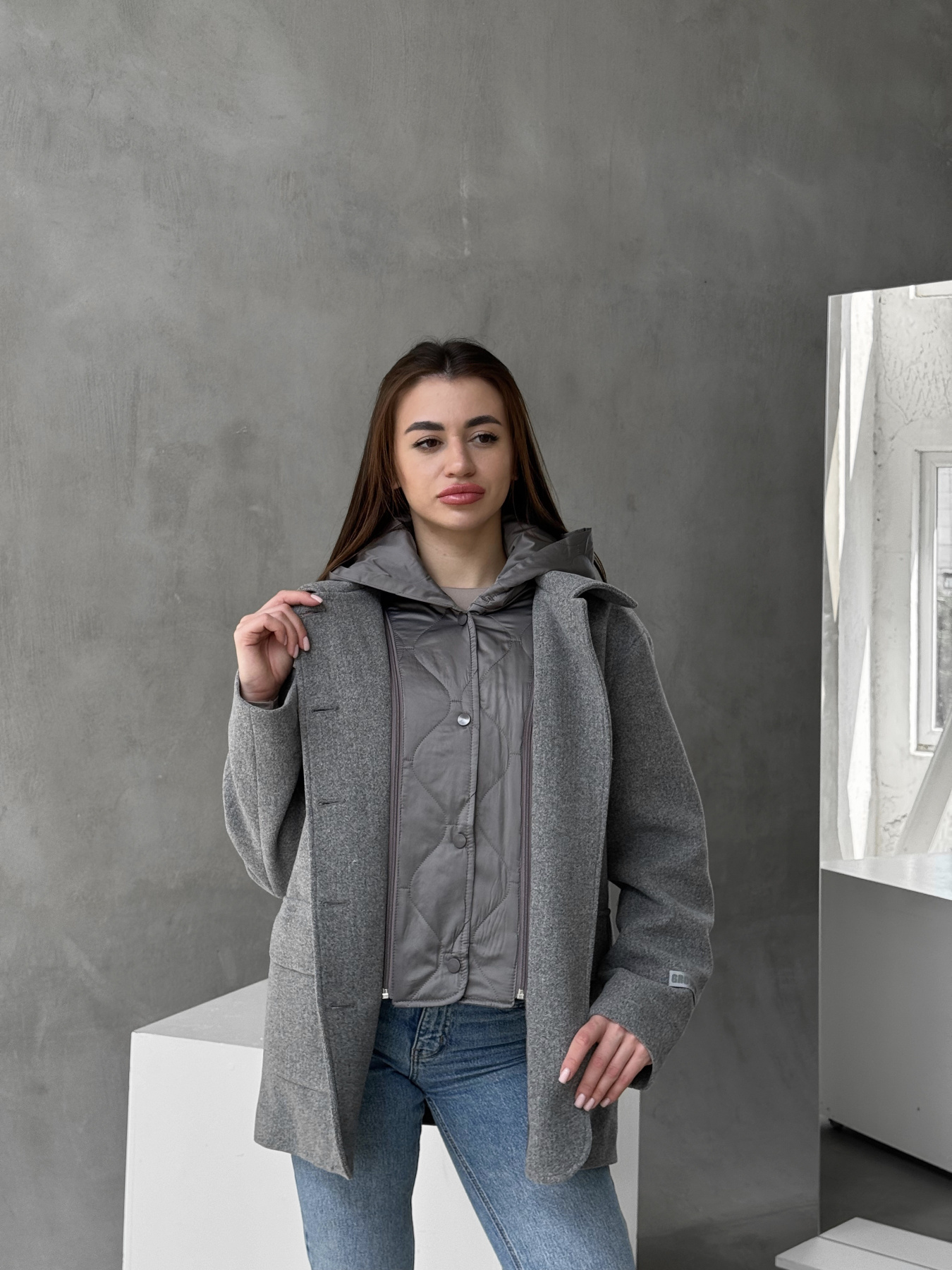 Пальто с утеплителем D&V couture модель DV-007-GRY Фото