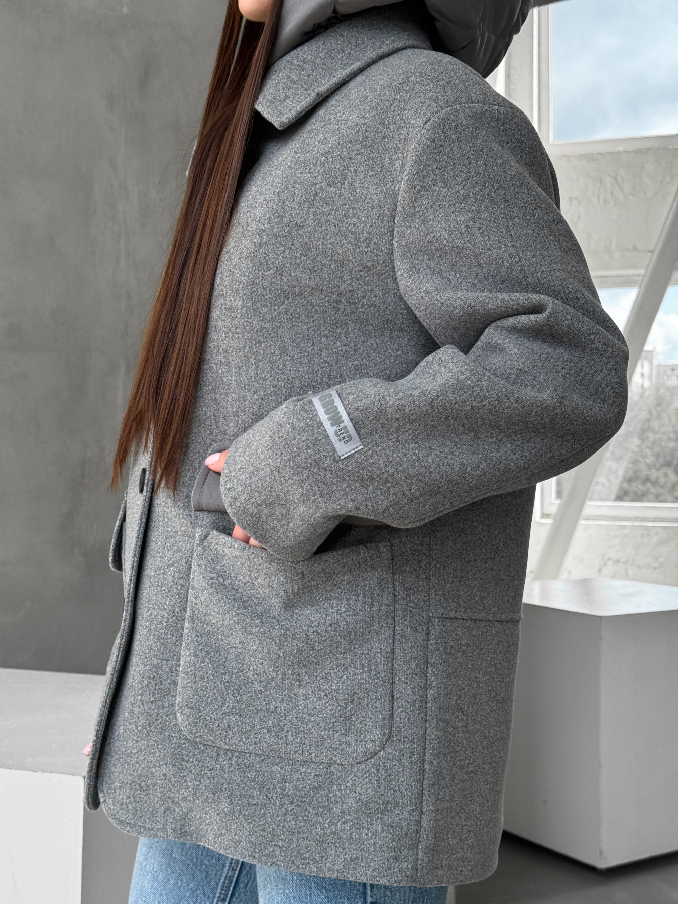 Пальто с утеплителем D&V couture модель DV-007-GRY Фото