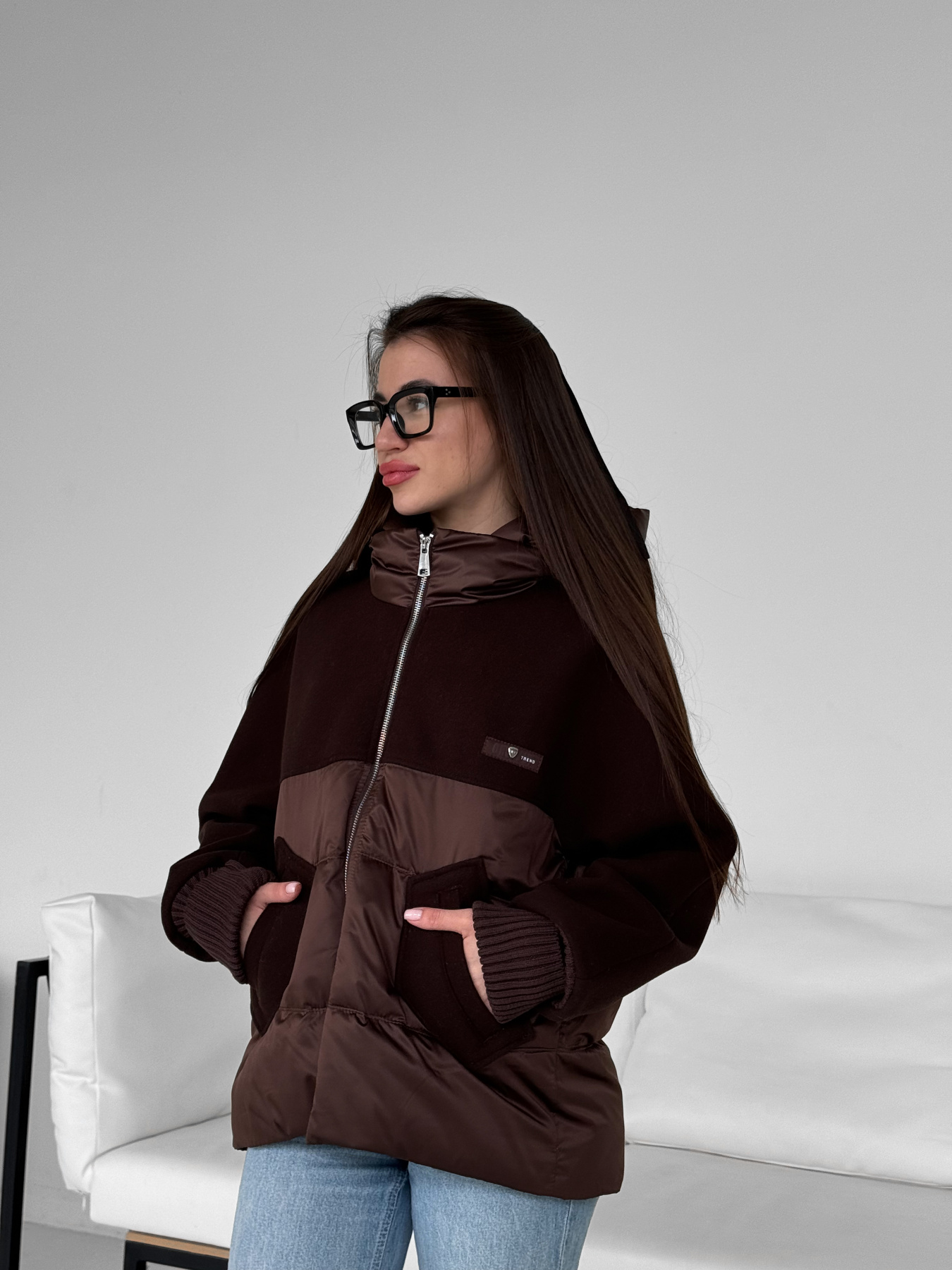 Демисезонная куртка D&V couture модель DV-006-BRW Фото