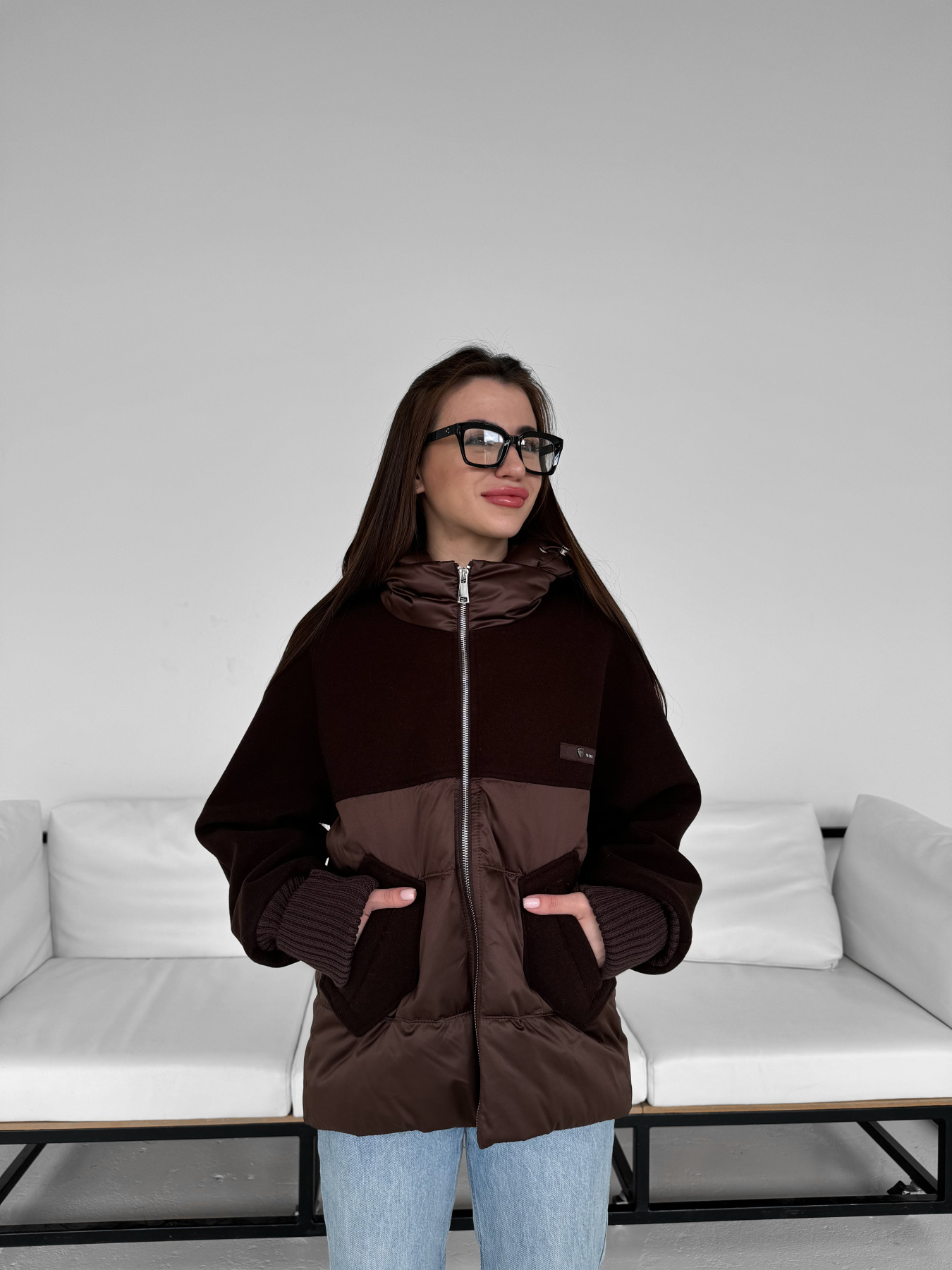 Демисезонная куртка D&V couture модель DV-006-BRW Фото