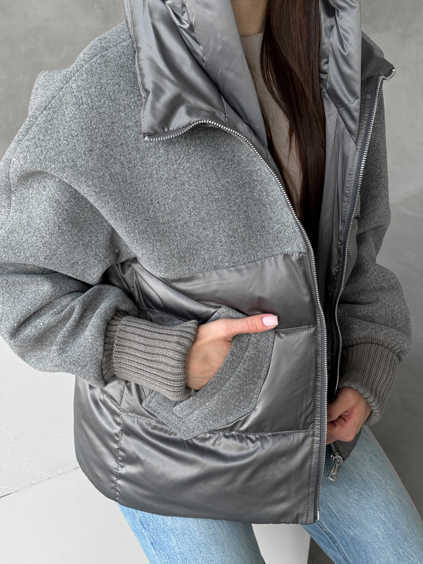 Демисезонная куртка D&V couture модель DV-006-GRY Фото