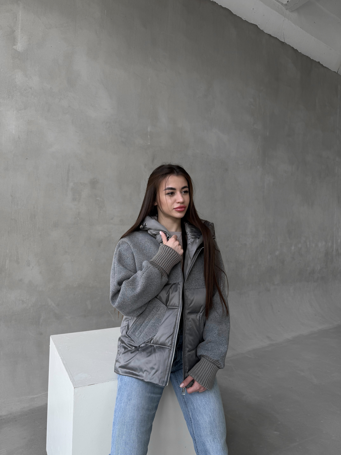 Демисезонная куртка D&V couture модель DV-006-GRY Фото