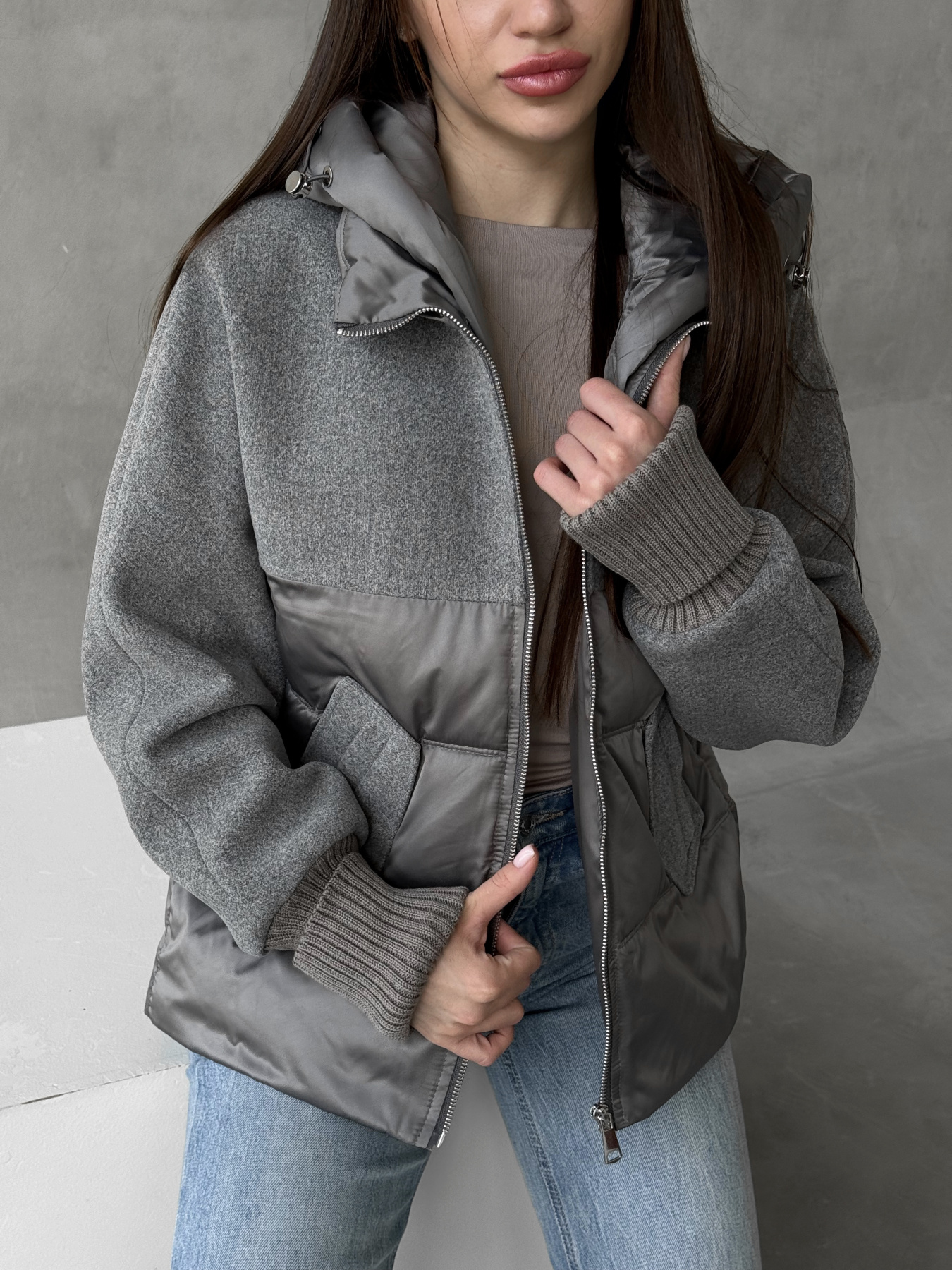 Демисезонная куртка D&V couture модель DV-006-GRY Фото