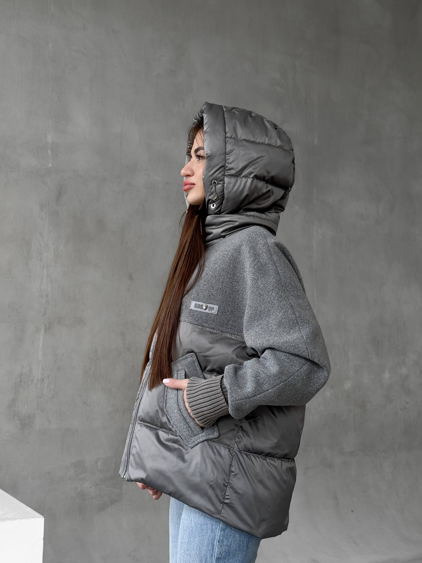 Демисезонная куртка D&V couture модель DV-006-GRY Фото