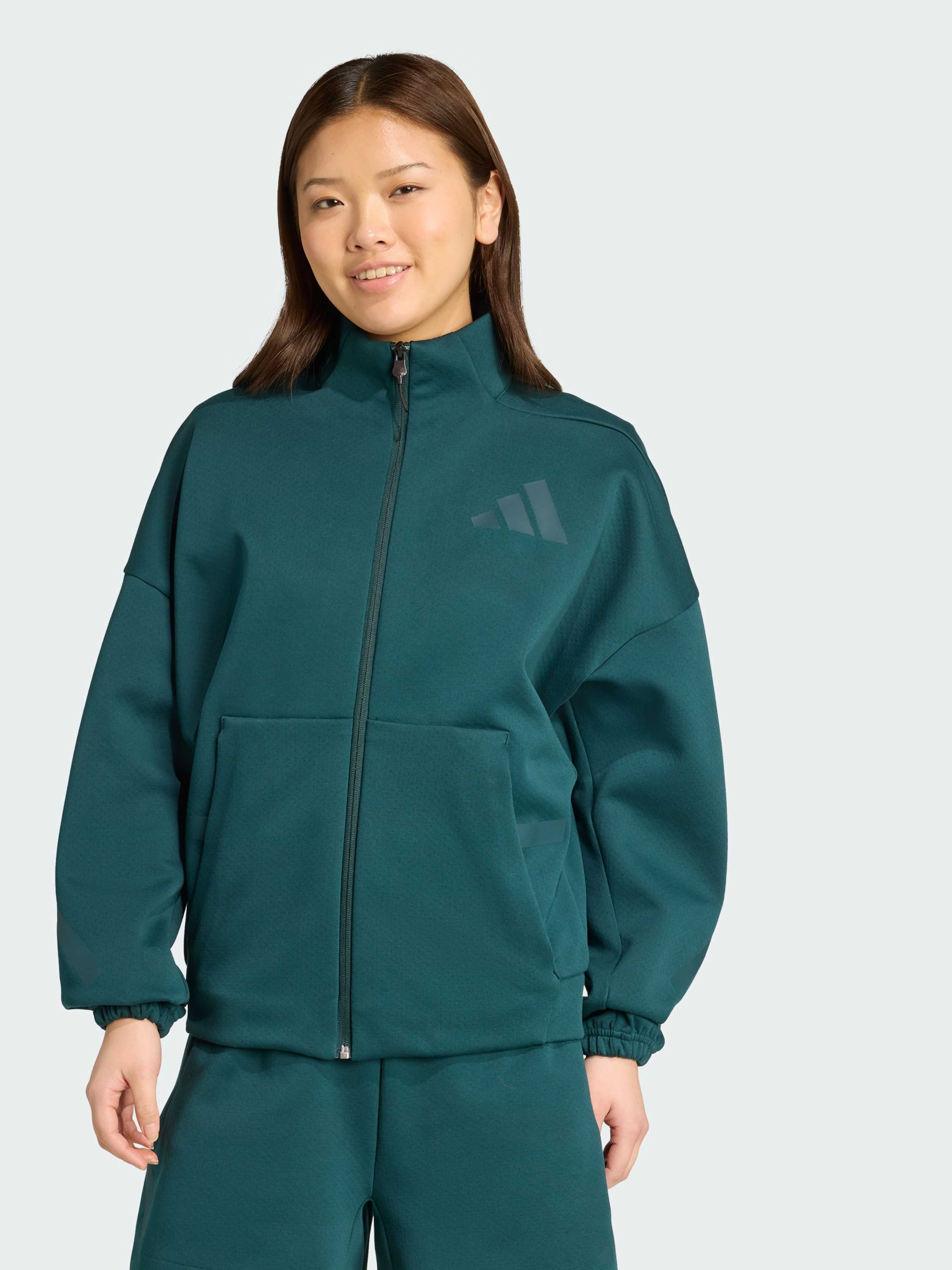 Бавовняна Жіноча Кофта adidas ZNE (JW7777) колір зелений