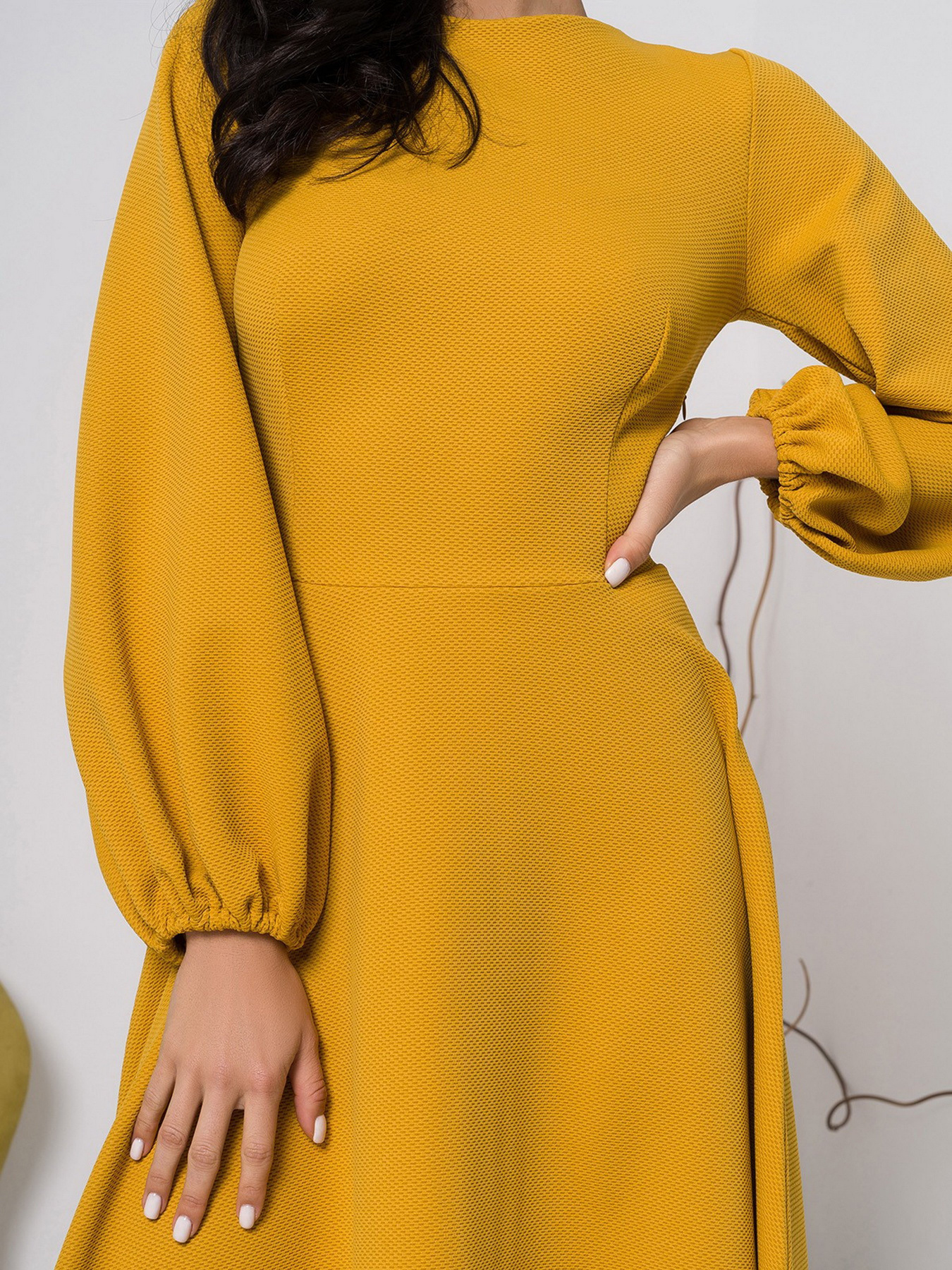 Платье миди ISSA Plus модель 12423_mustard Фото