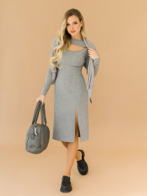 Платье миди ISSA Plus модель SA-351_lightgray Фото