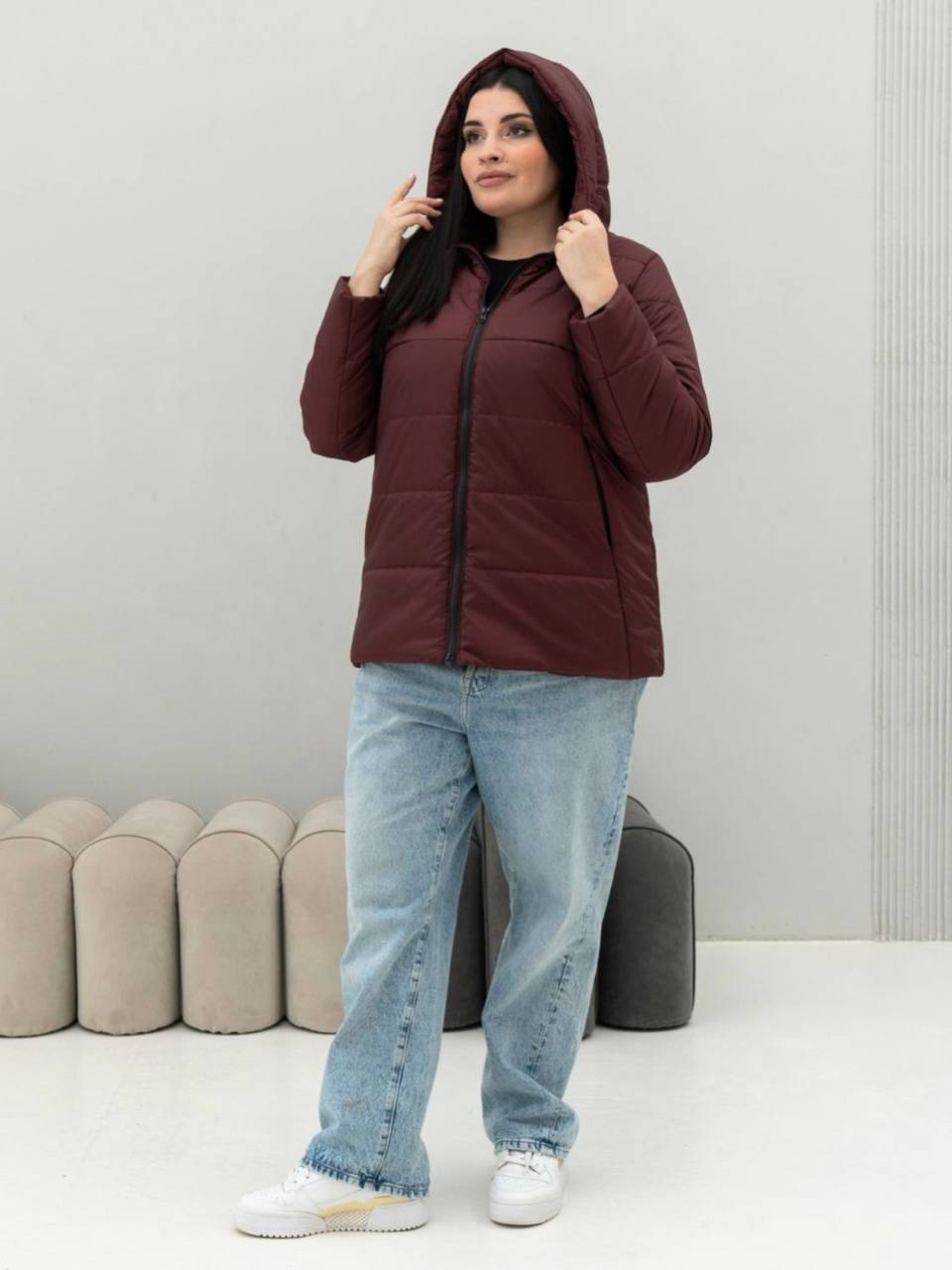 Жіноча Демісезонна куртка UVENTUM  (0009-mt-BURG) колір бордовий, матеріал поліестер
