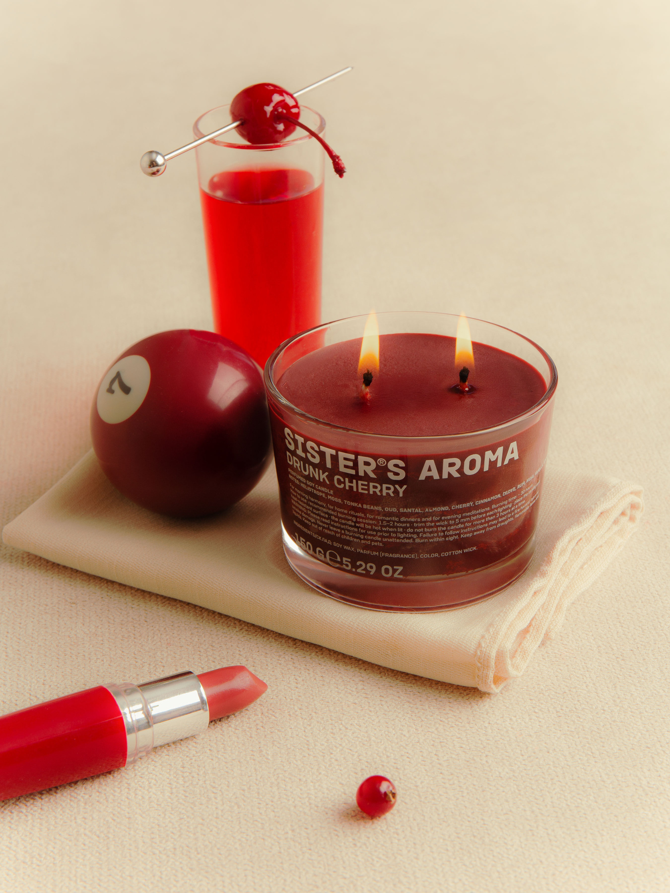 Ароматическая свеча Drunk Cherry Sister’s Aroma модель 4820227785452 Ароматическая свеча Drunk Cherry Sister’s Aroma модель 4820227785452 Фото