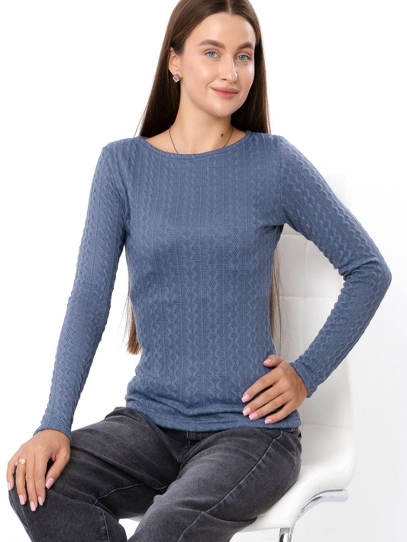 Лонгслів Носи своє модель 8380-017-sro-sinj Лонгслів Носи своє модель 8380-017-sro-sinj Фото