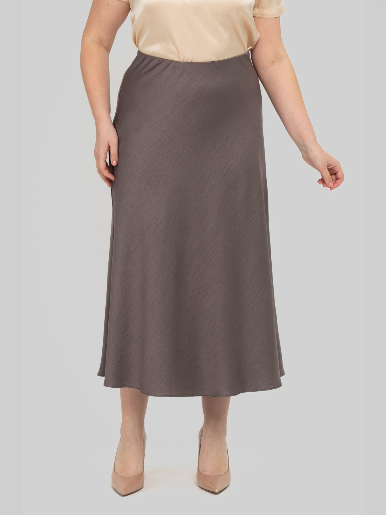 Спідниця міді All Posa модель ap102251p-kakao Фото