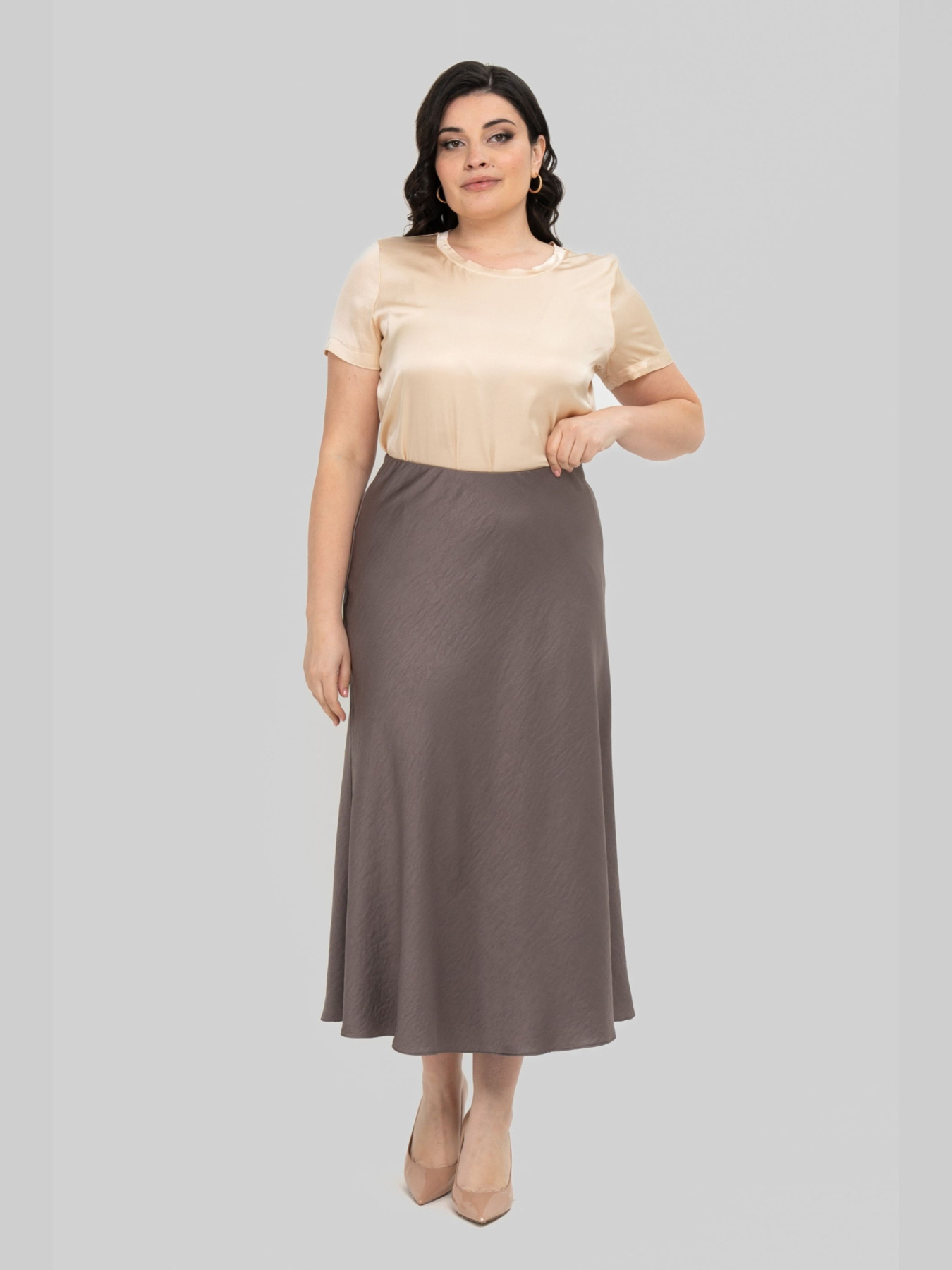 Спідниця міді All Posa модель ap102251p-kakao Фото