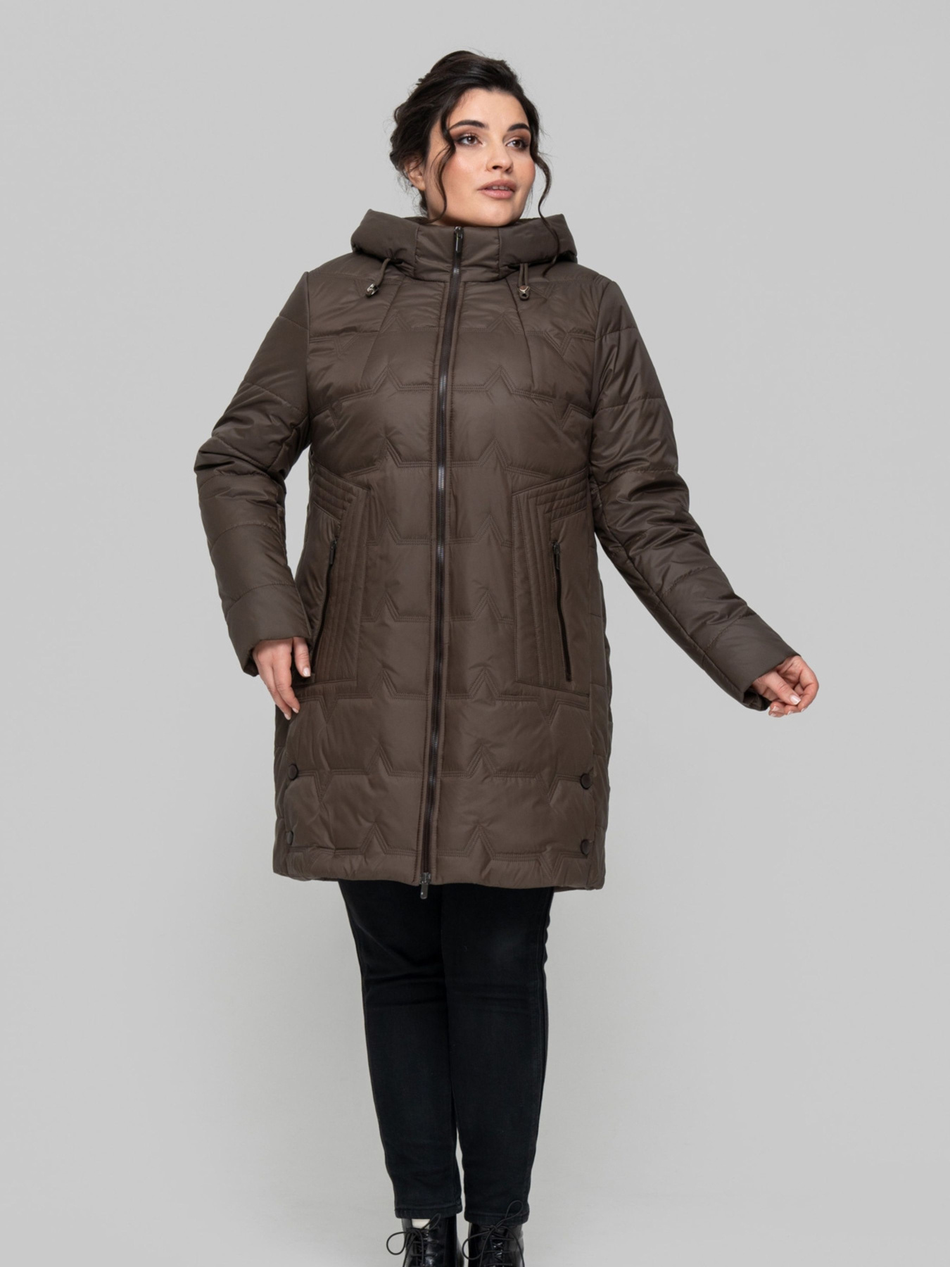 Демисезонная куртка All Posa модель ap102258p-shokolad Фото