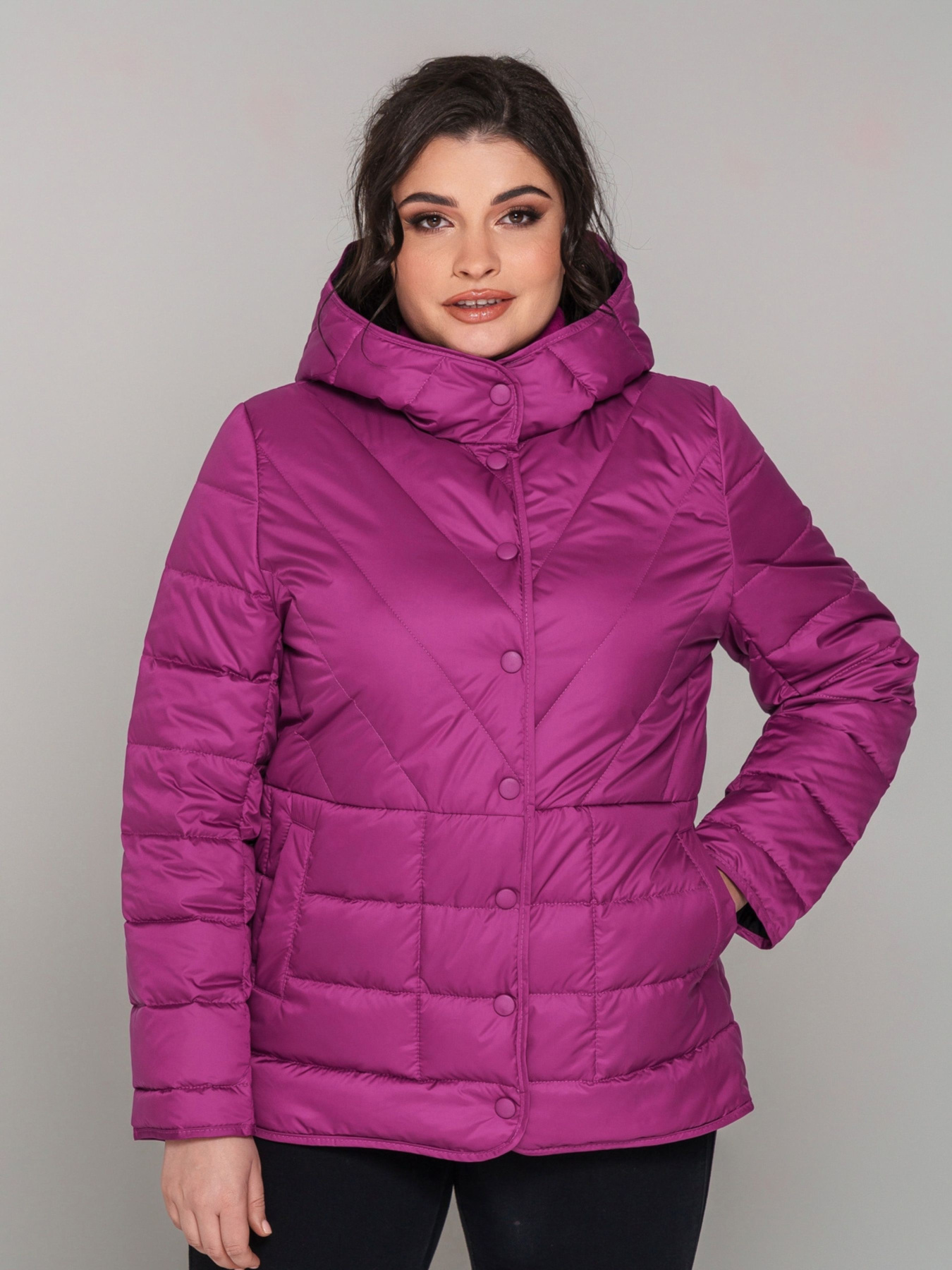 Демисезонная куртка All Posa модель ap101846p-malina-chornij Фото