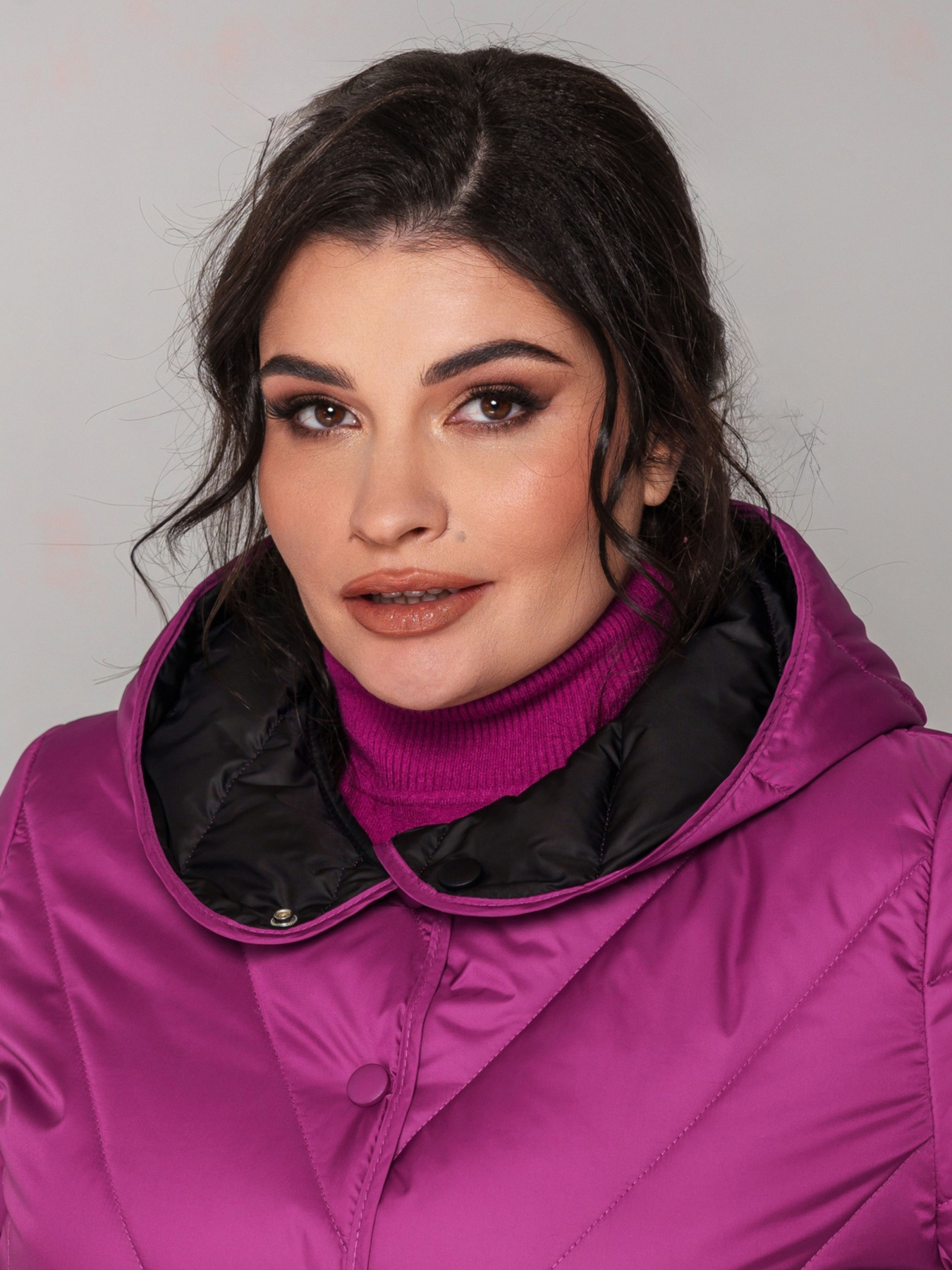 Демисезонная куртка All Posa модель ap101846p-malina-chornij Фото