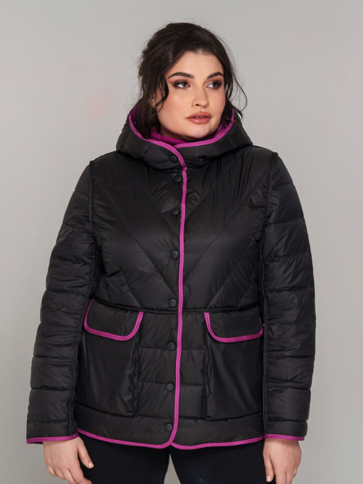 Демисезонная куртка All Posa модель ap101846p-malina-chornij Фото