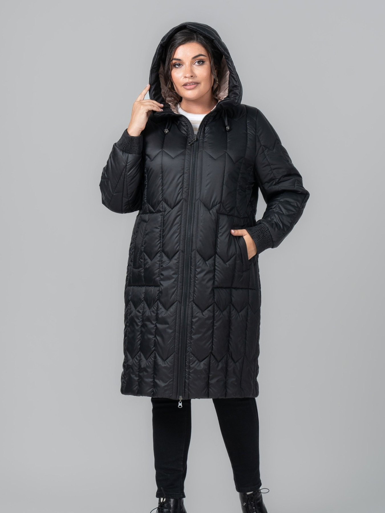 Зимова куртка All Posa модель ap102096p-chornij-bezh Фото