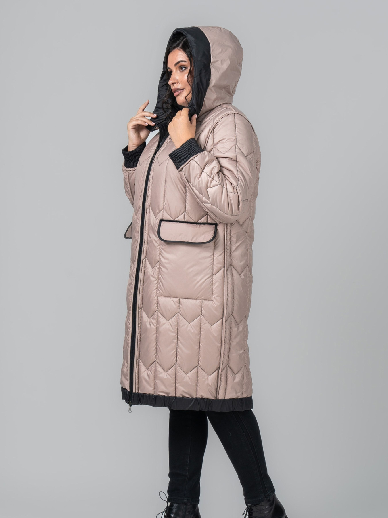 Зимова куртка All Posa модель ap102096p-chornij-bezh Фото