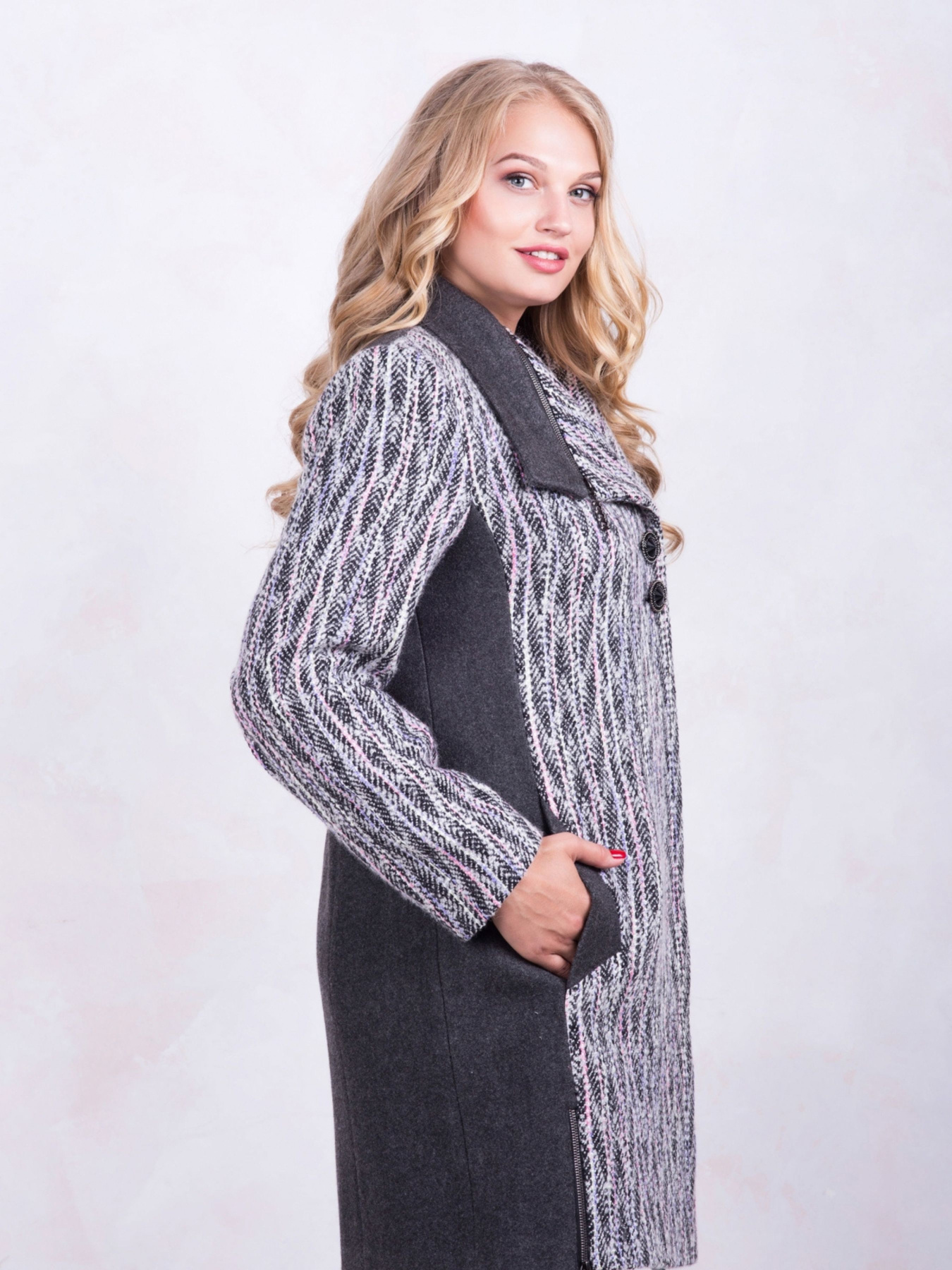 Пальто All Posa модель ap1196-1p-srij-smuzhka Фото