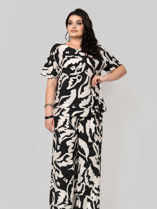 Повседневный костюм All Posa Комплект (туніка+штани) модель ap102370p-chorno-bezhevij Фото