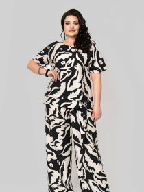 Повседневный костюм All Posa Комплект (туніка+штани) модель ap102370p-chorno-bezhevij Фото