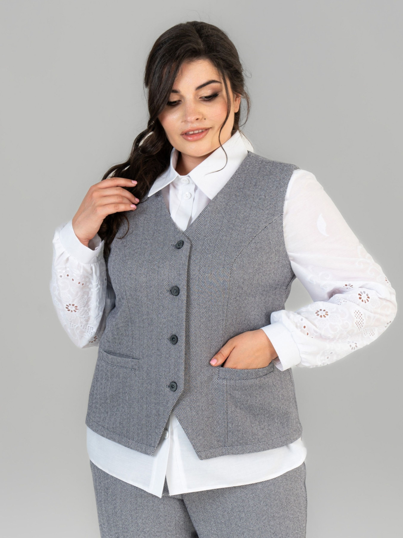Жилет класичний All Posa модель ap102054p-srij Фото