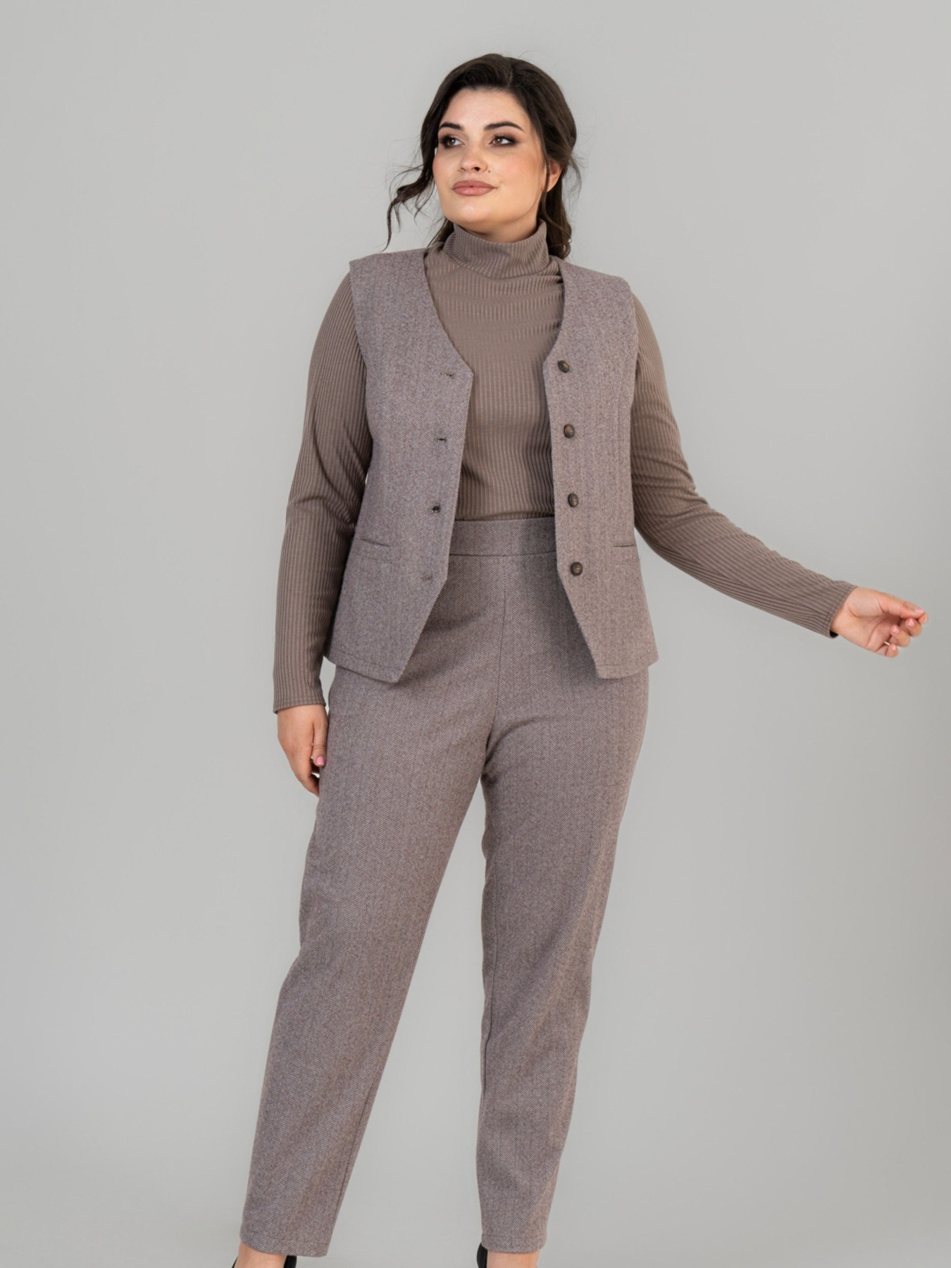 Жилет класичний All Posa модель ap102054p-korichnevij Фото