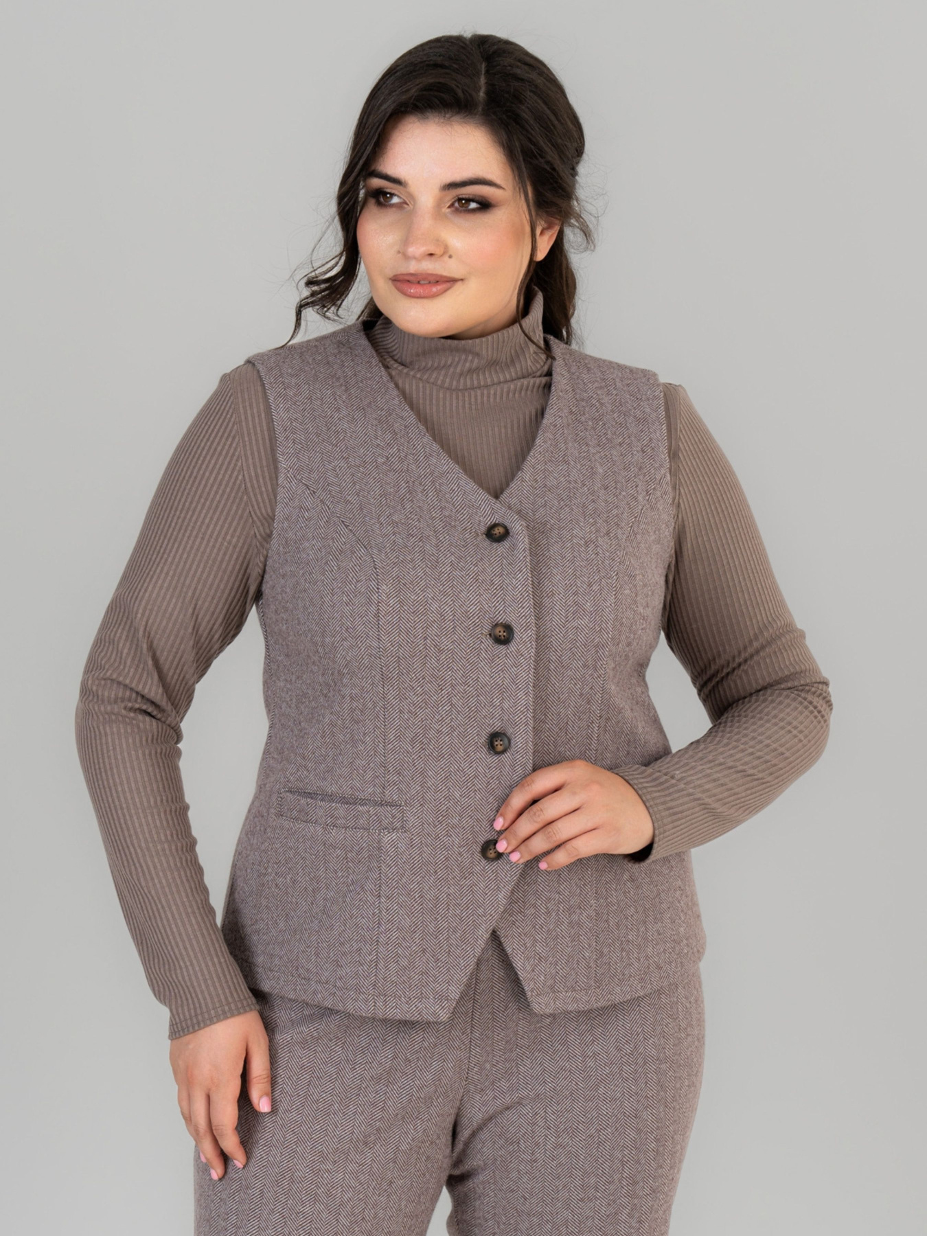 Жилет класичний All Posa модель ap102054p-korichnevij Фото