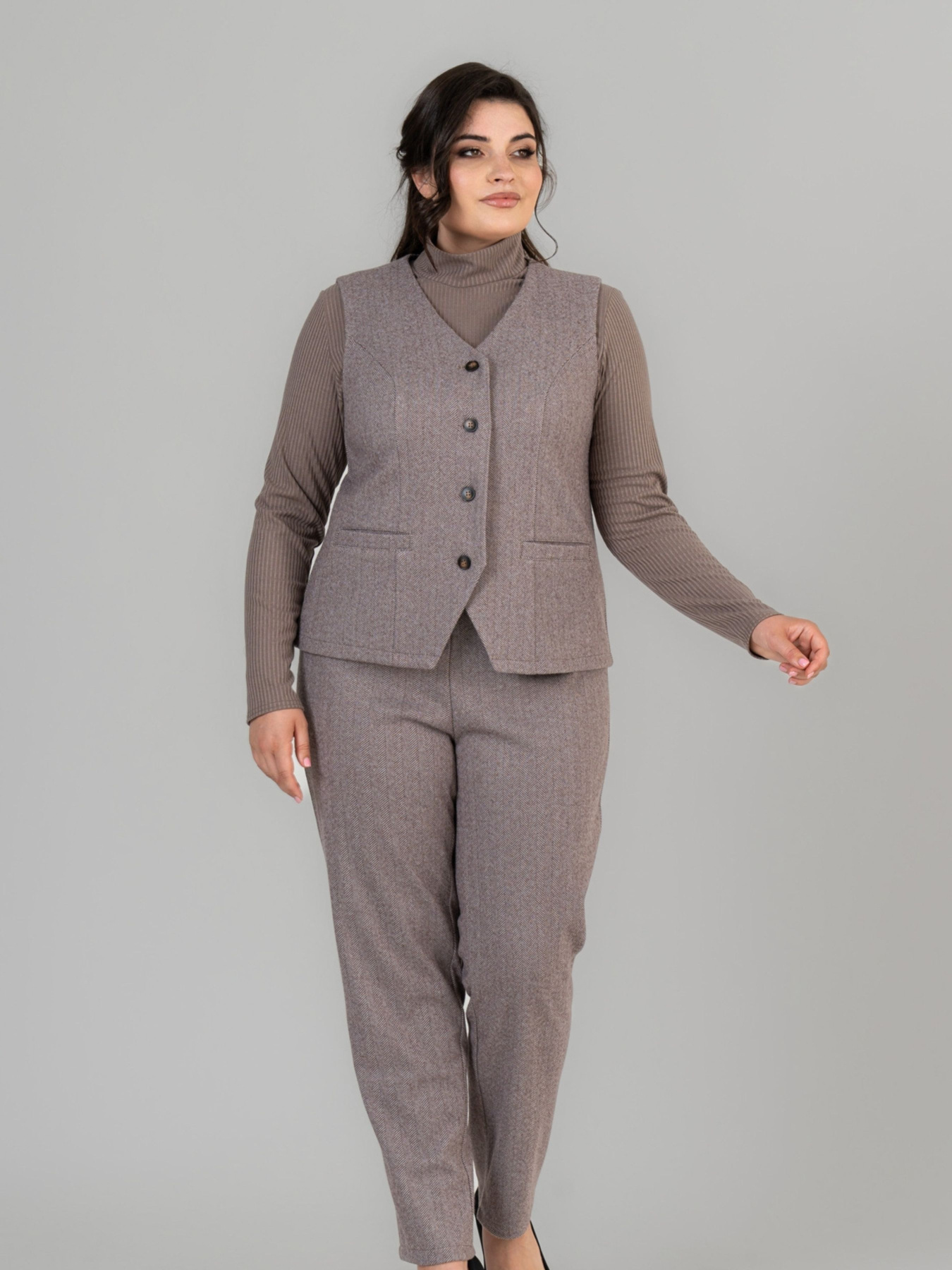 Жилет класичний All Posa модель ap102054p-korichnevij Фото