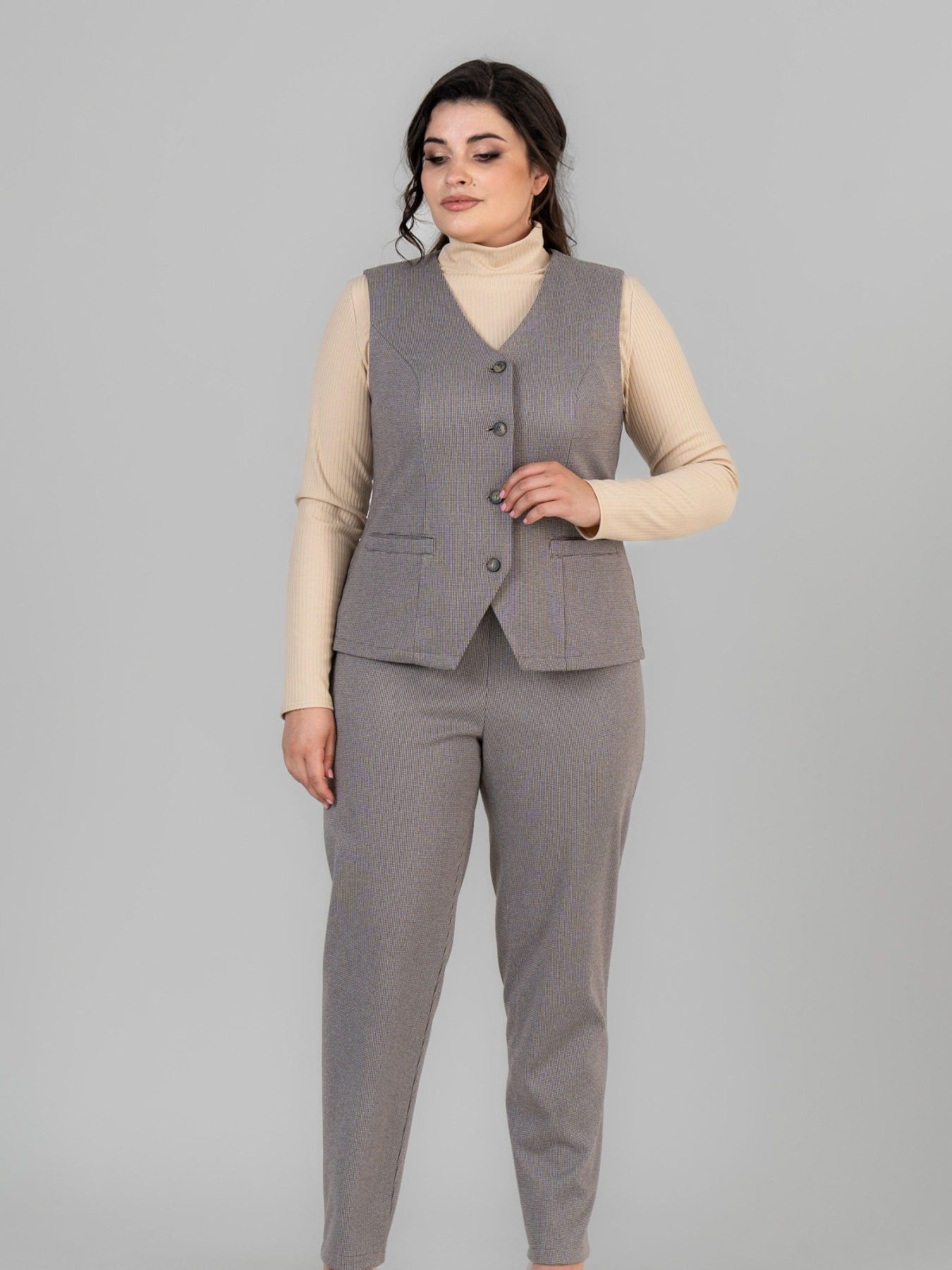 Жилет класичний All Posa модель ap102054p-kapuchno Фото