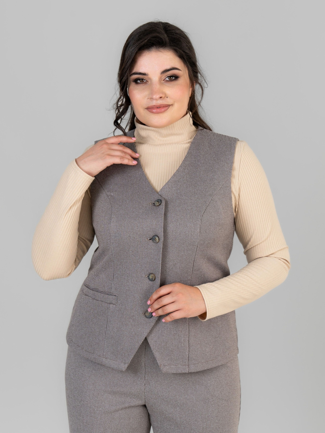 Жилет класичний All Posa модель ap102054p-kapuchno Фото