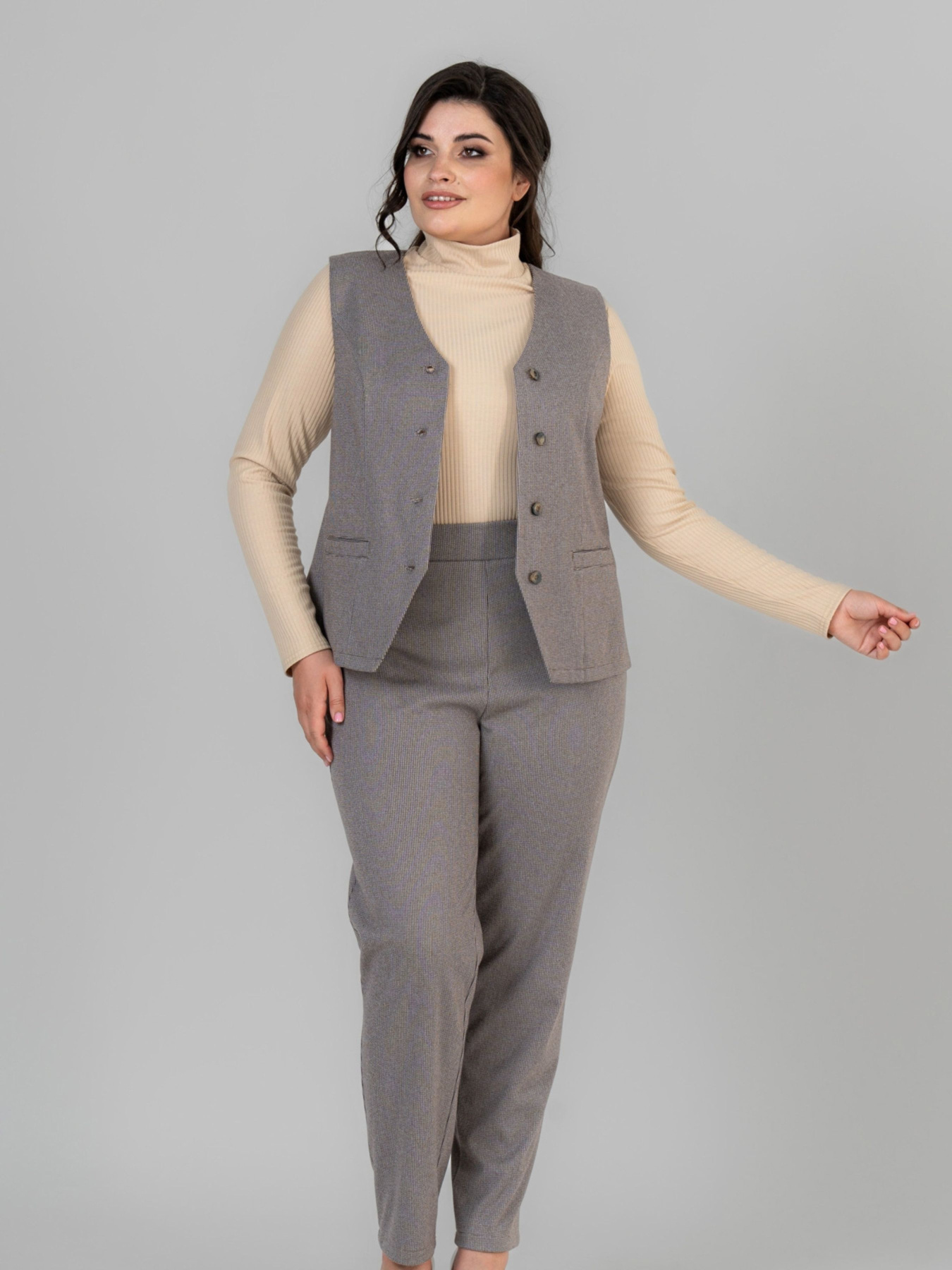 Классический жилет All Posa модель ap102054p-kapuchno Фото