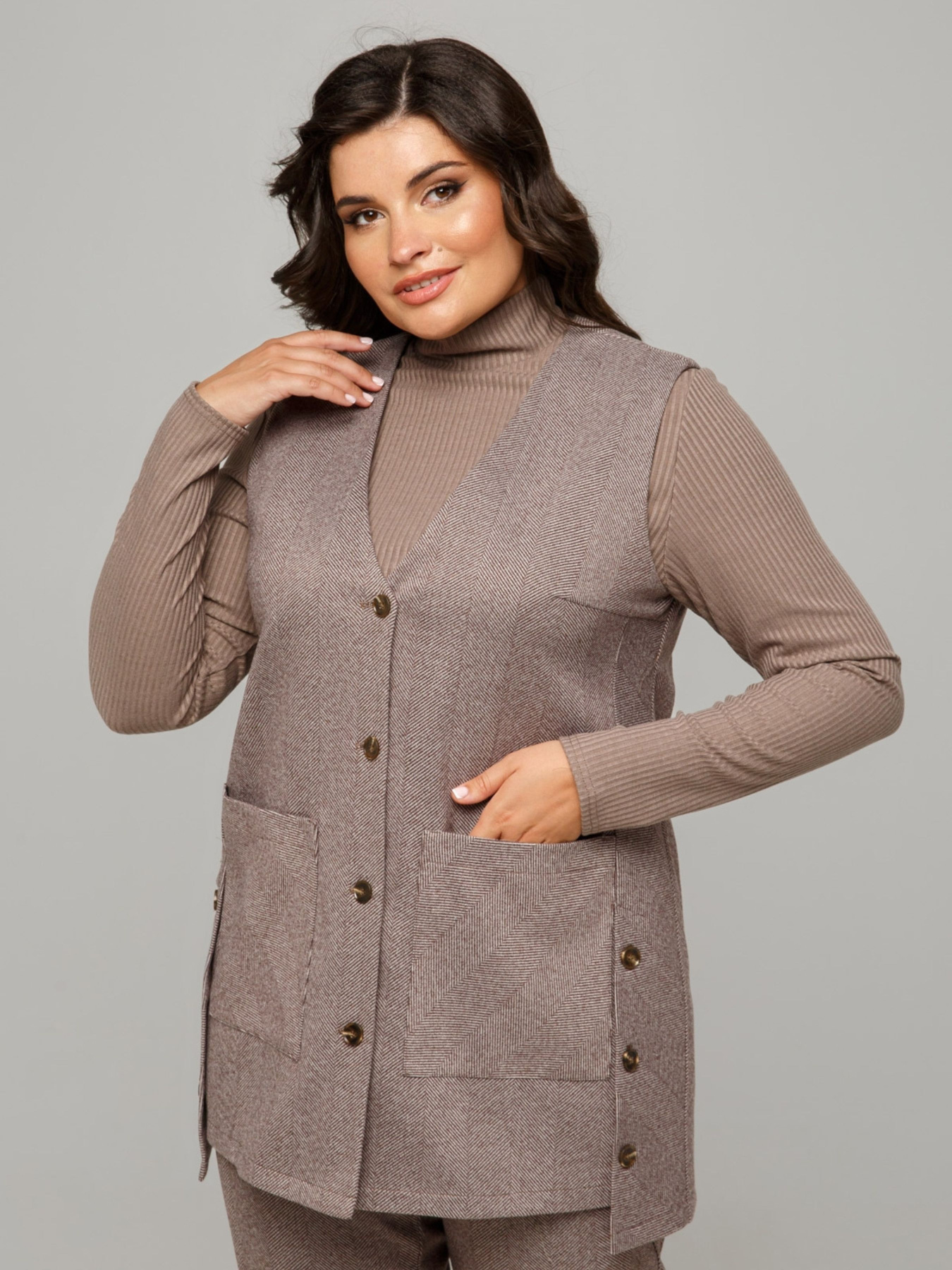 Жилет класичний All Posa модель ap101670p-korichnevij Фото