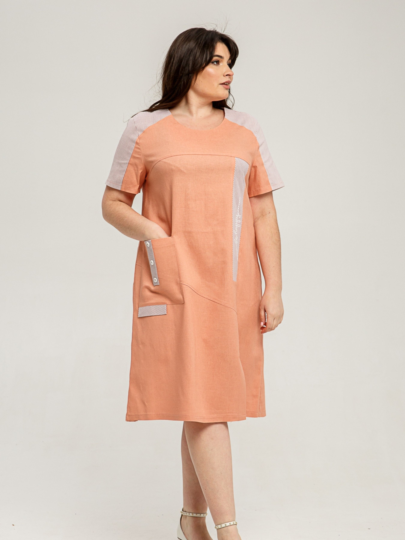 Платье миди All Posa модель ap101431p-persik Фото