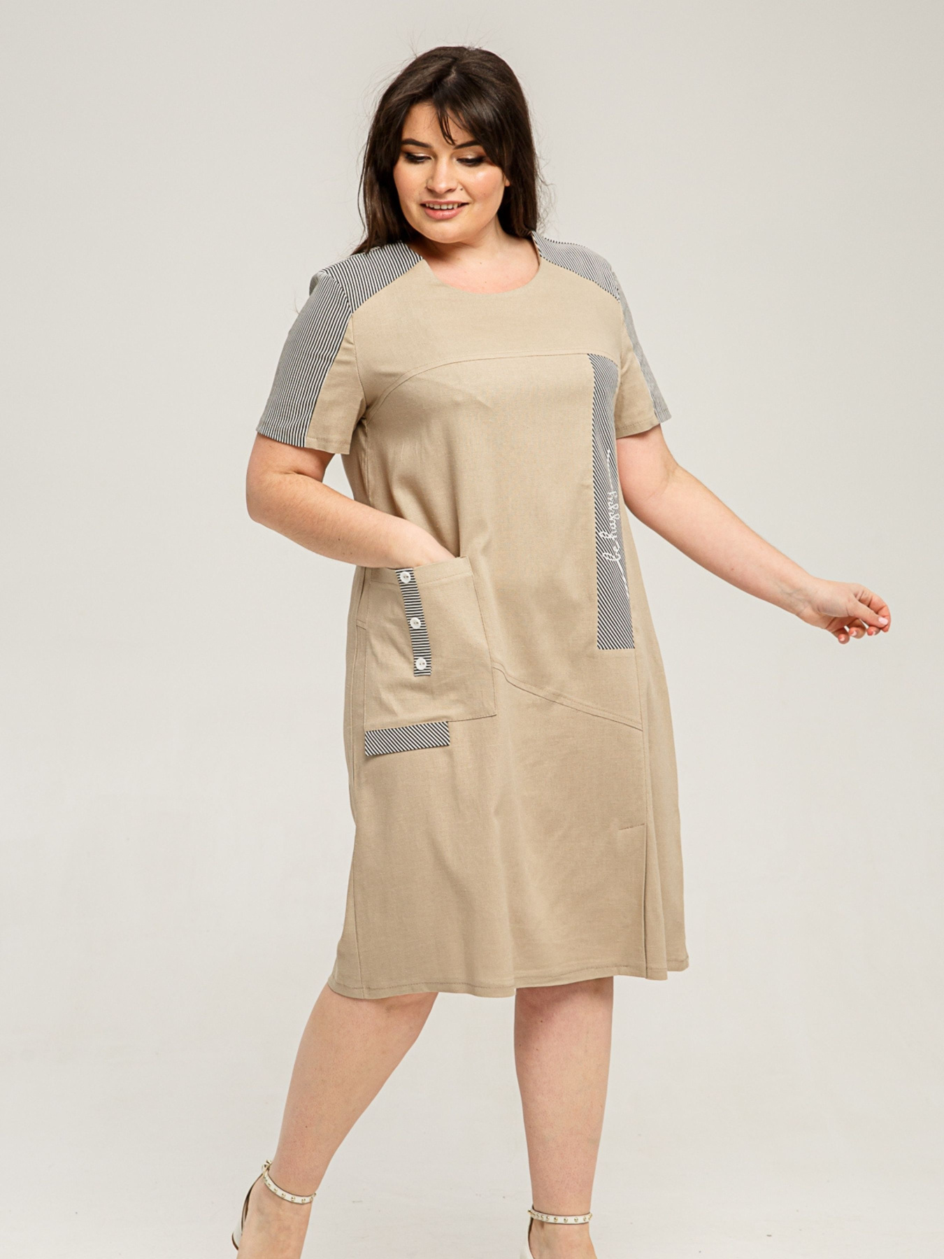 Платье миди All Posa модель ap101431p-bezhevij Фото