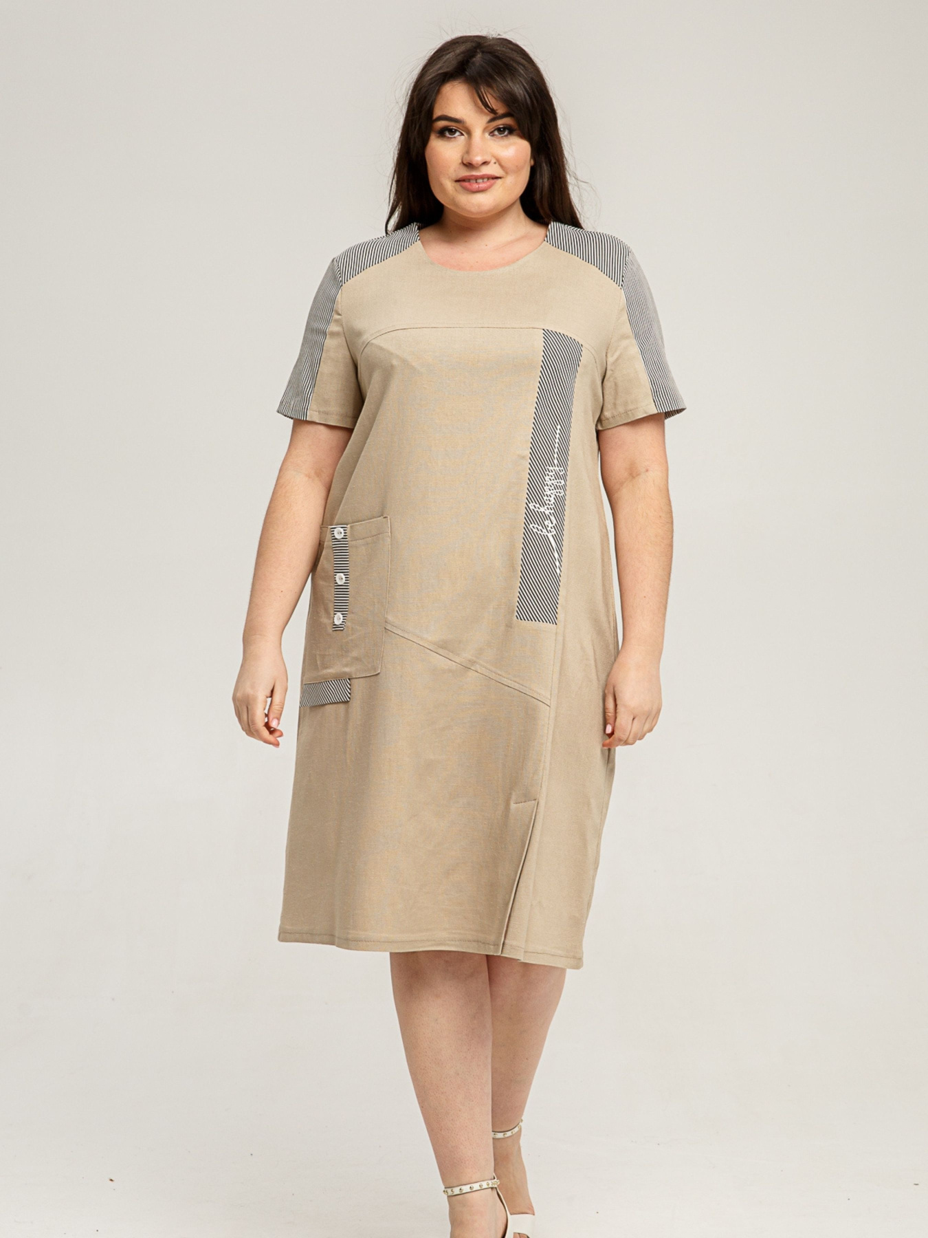 Платье миди All Posa модель ap101431p-bezhevij Фото