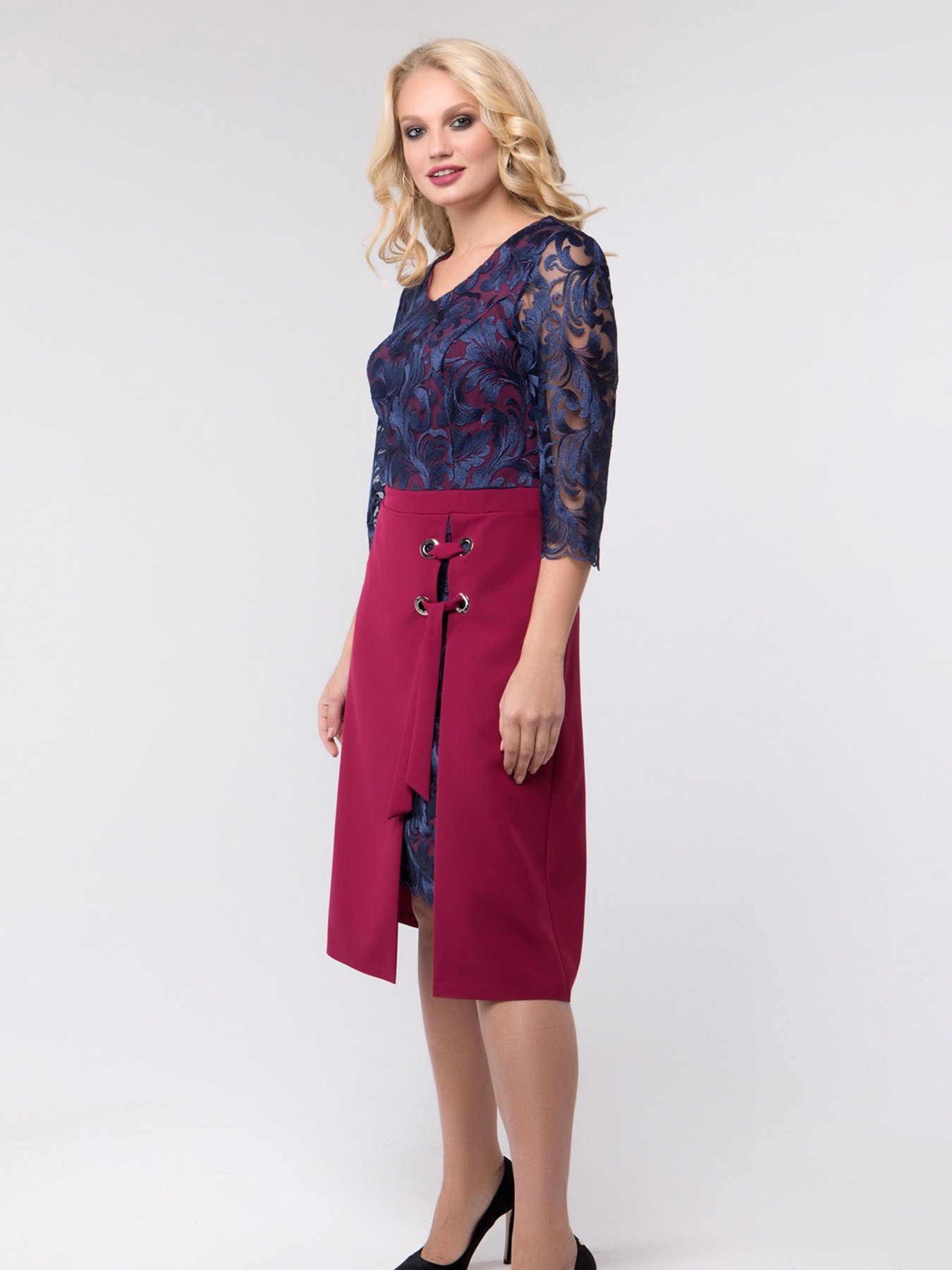 Платье миди All Posa модель ap101431p-bordovj Фото