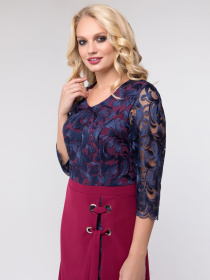 Платье миди All Posa модель ap101431p-bordovj Фото