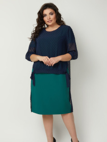 Платье миди All Posa Комплект (накидка+сукня) модель ap100990p-temno-zelenij Фото
