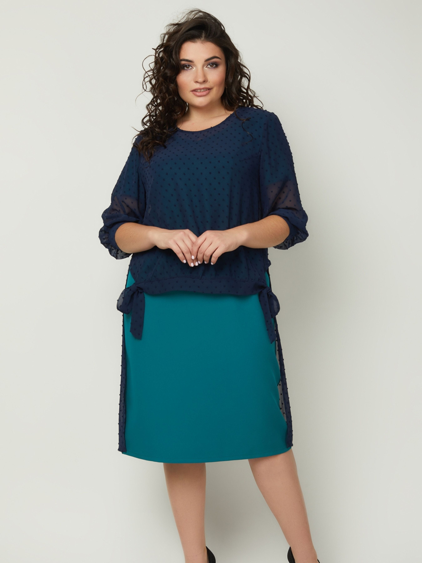 Платье миди All Posa Комплект (сукня + накидка) модель ap100990p-temno-bryuzovij Фото