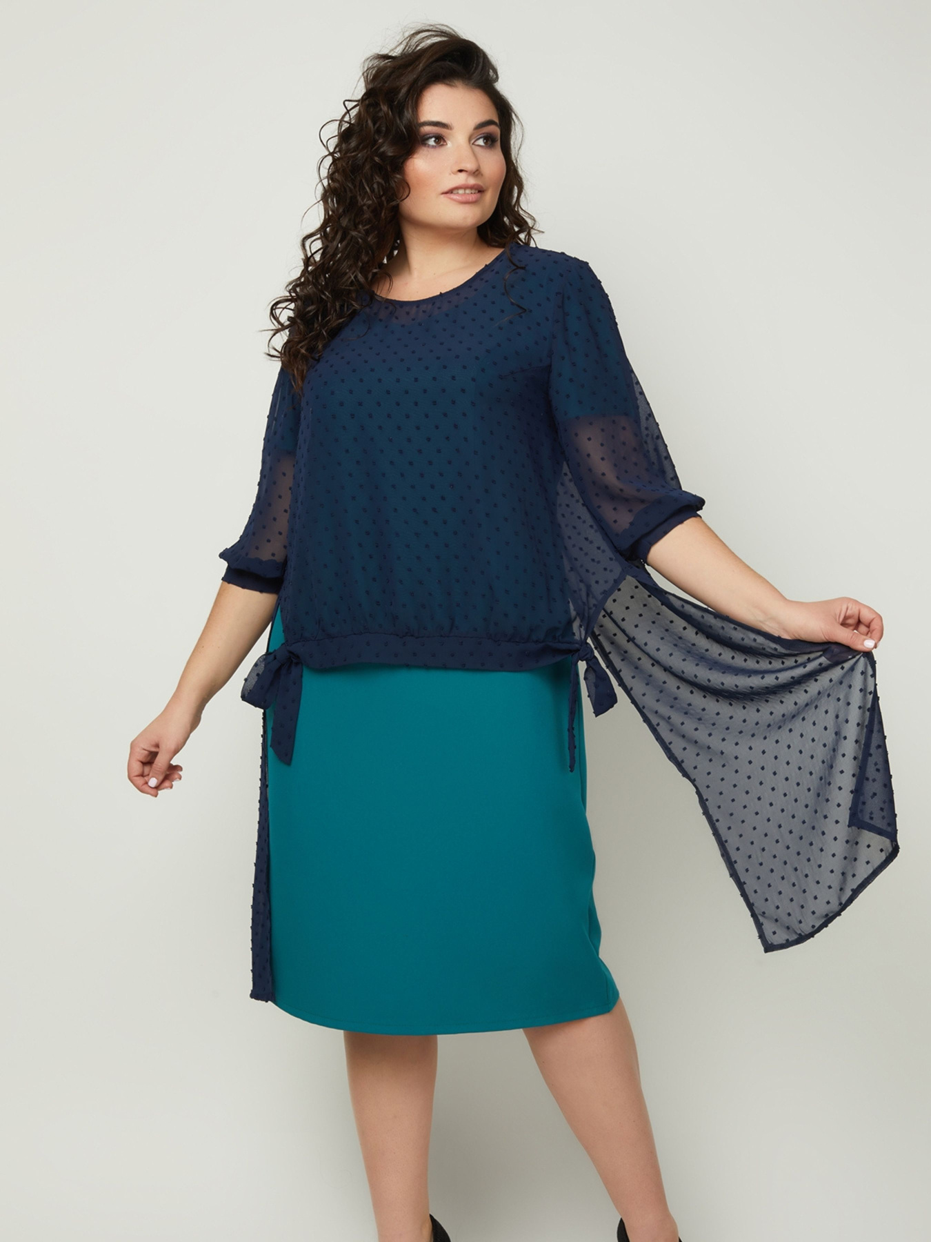 Сукня міді All Posa Комплект (накидка+сукня) модель ap100990p-temno-bryuzovij Фото