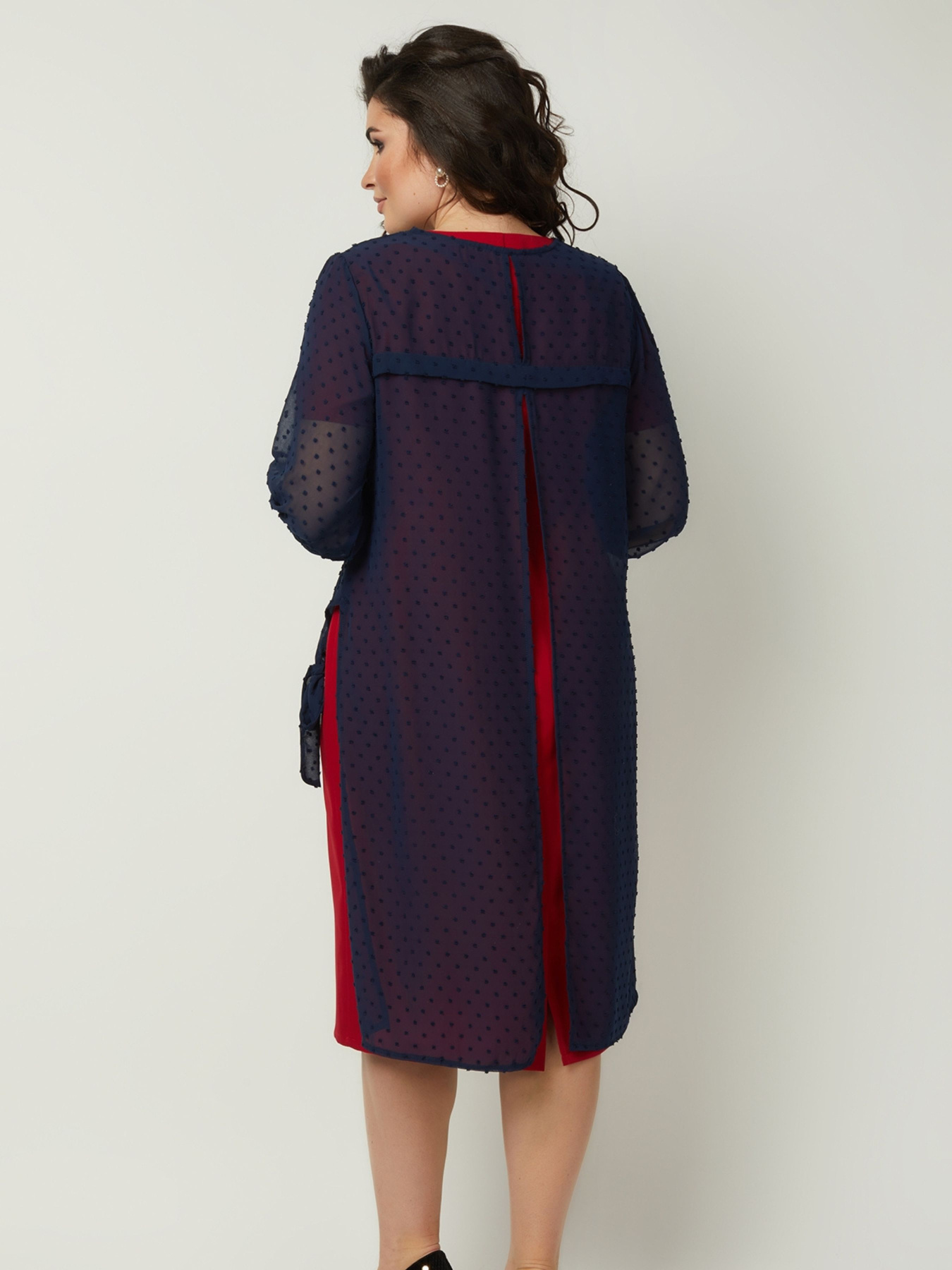 Сукня міді All Posa Комплект (накидка+сукня) модель ap100990p-bordovj Фото