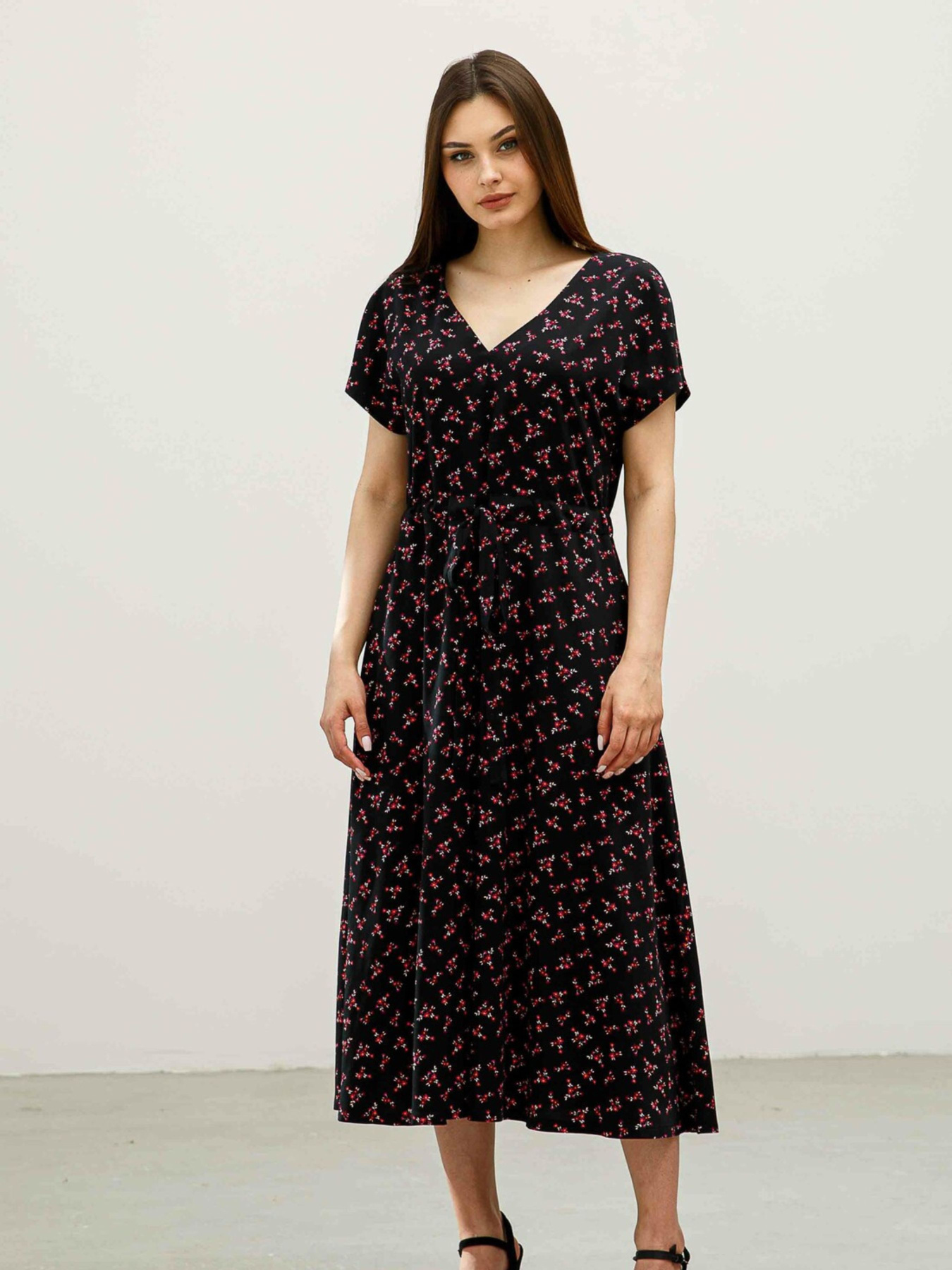 Платье миди RiMari модель 1521-chornij-print Фото