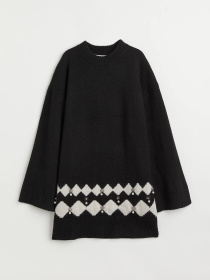 Платье мини H&M модель 1041549wer_Черно-белый Фото